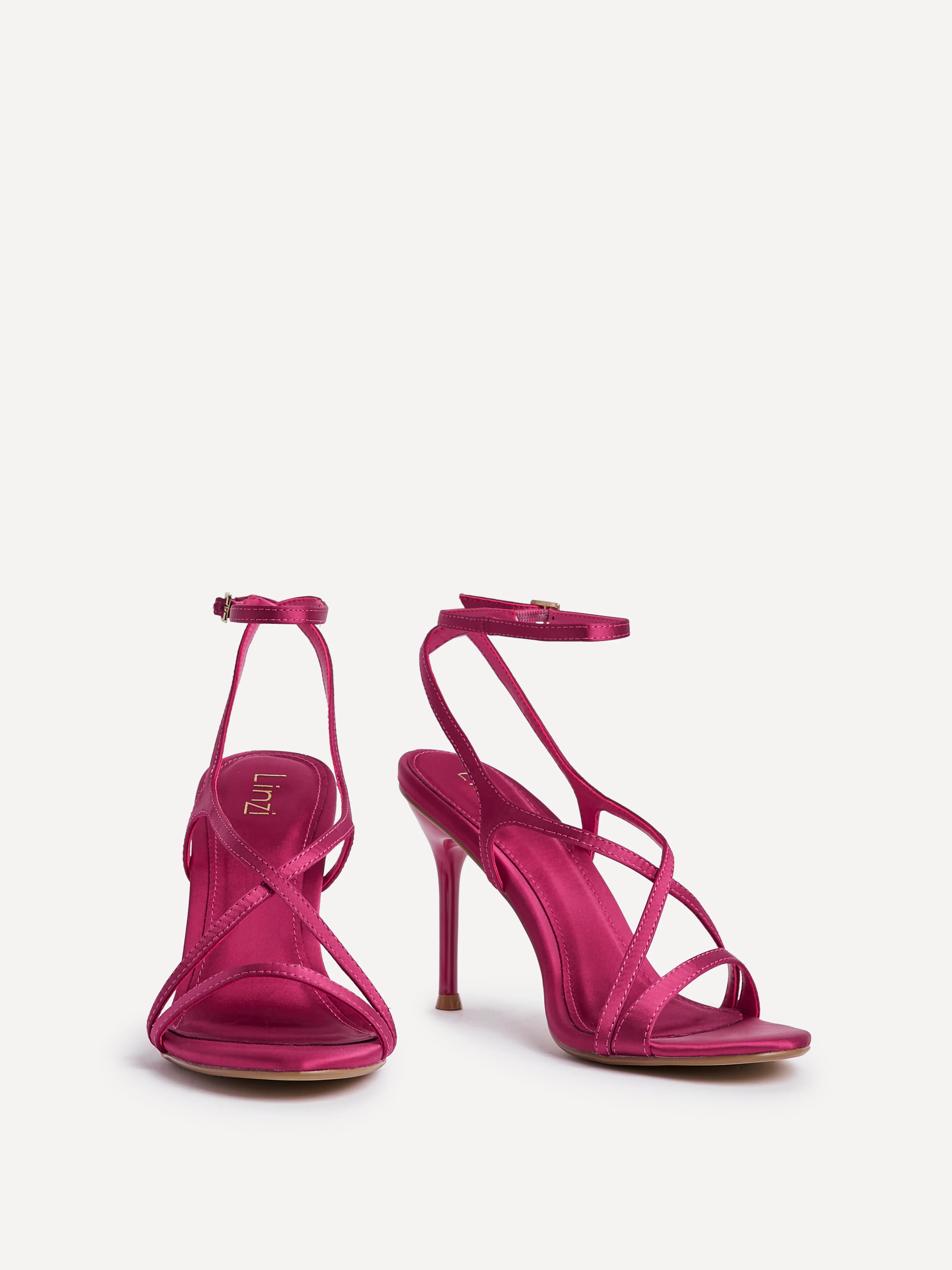 Taliya Fuchsia Satin Strappy Stiletto Heels - Image 3