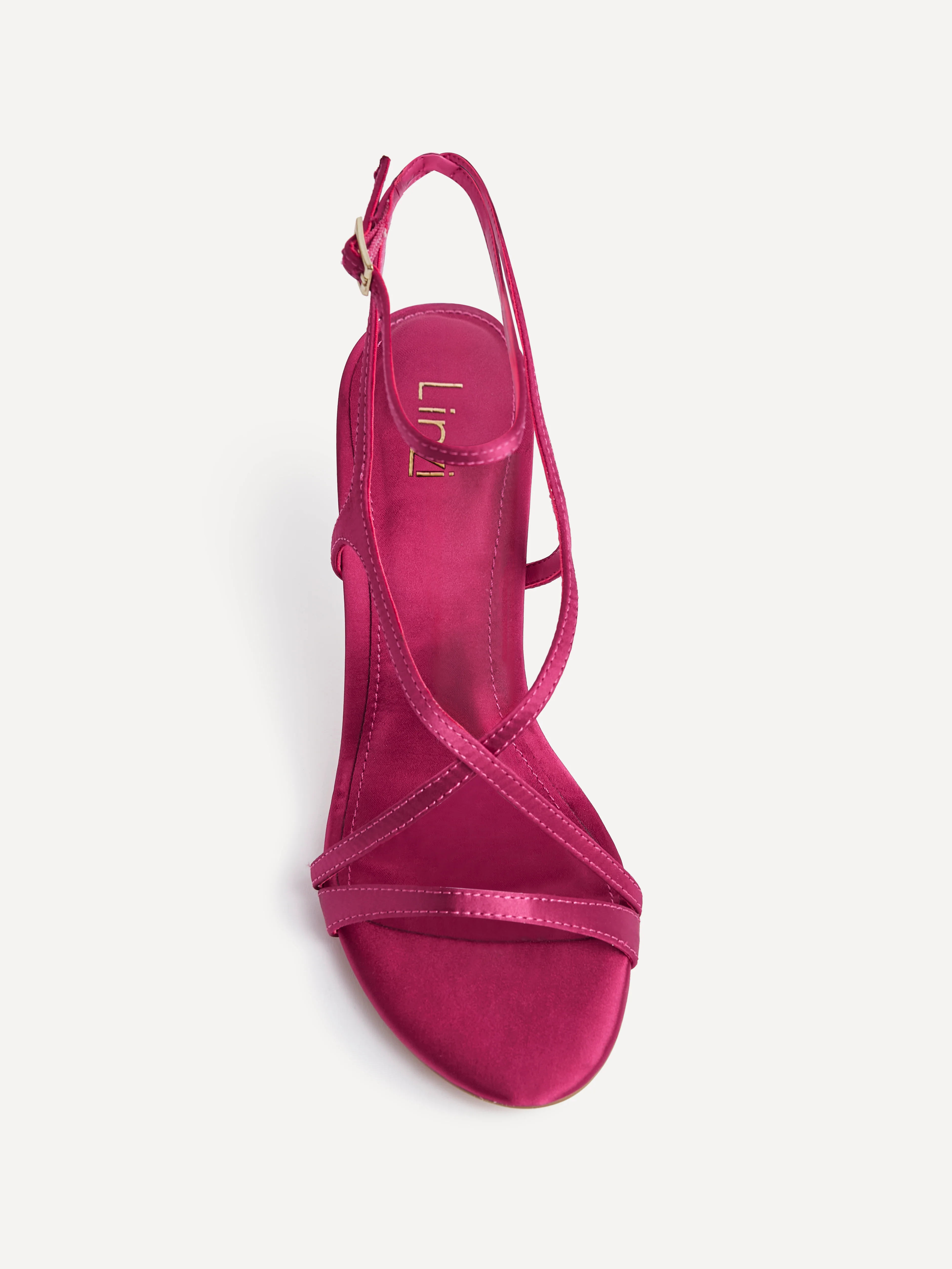 Taliya Fuchsia Satin Strappy Stiletto Heels - Image 4