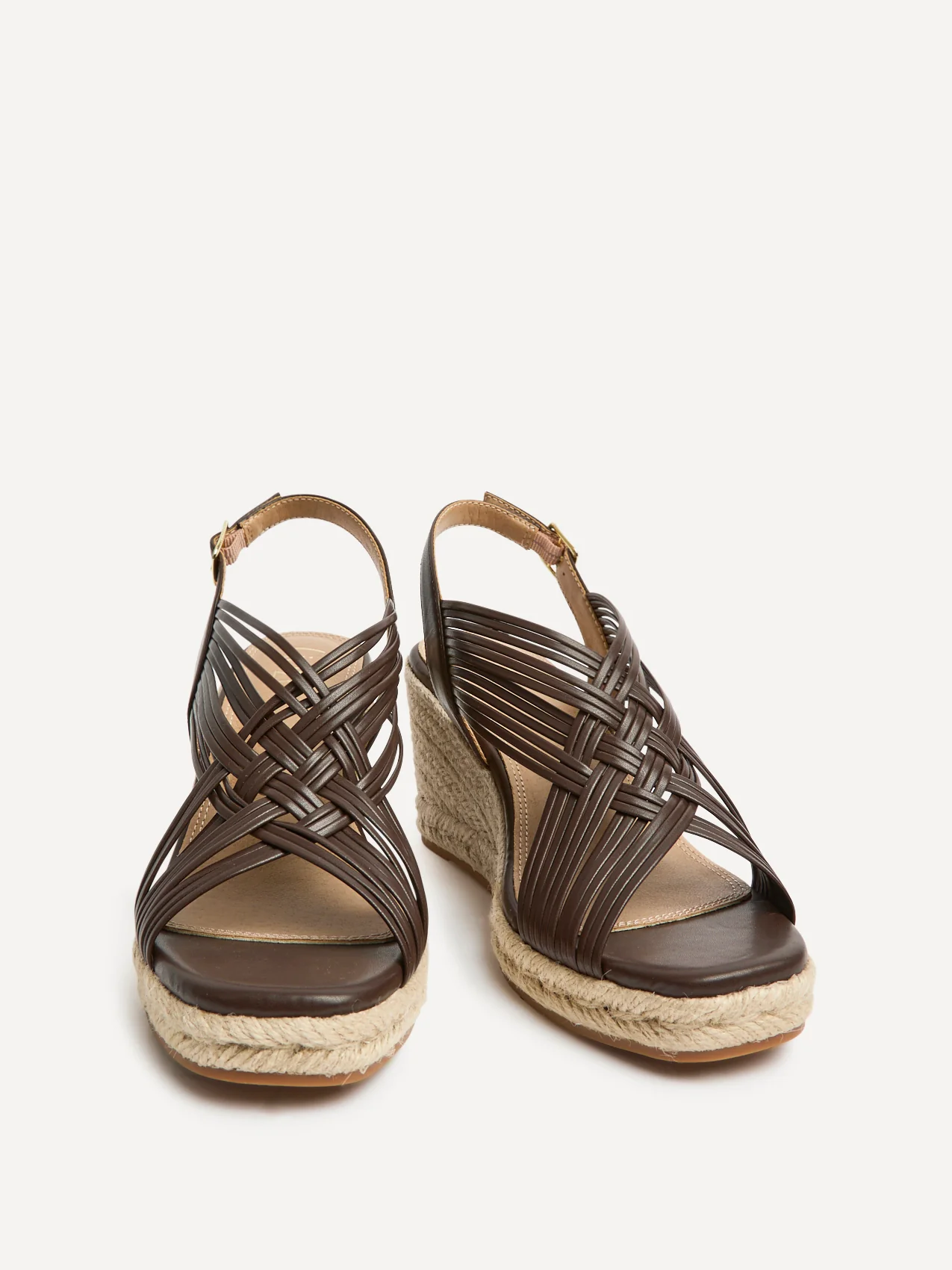 Tamed Brown Woven Espadrille Wedges - Image 3