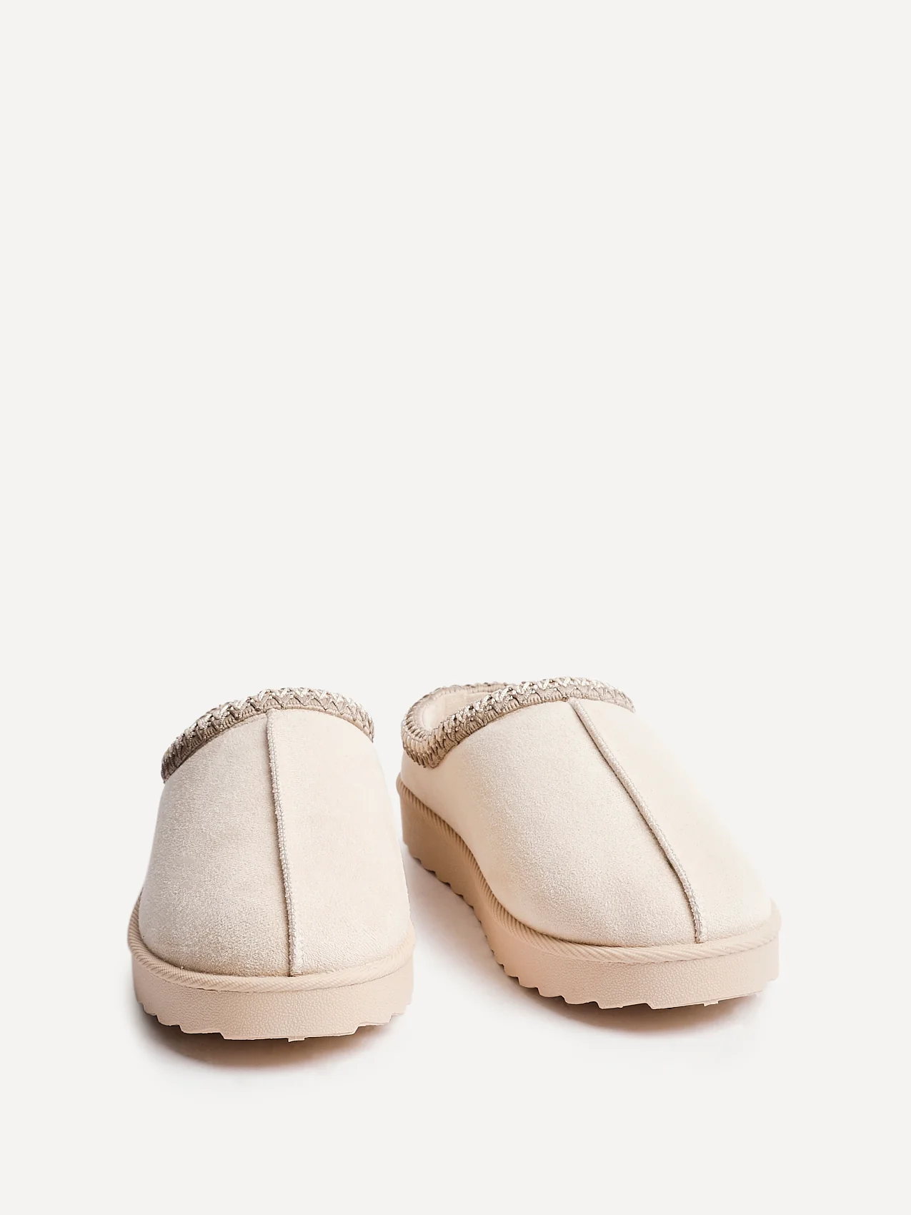 Tammy Beige Faux Suede Slippers - Image 3