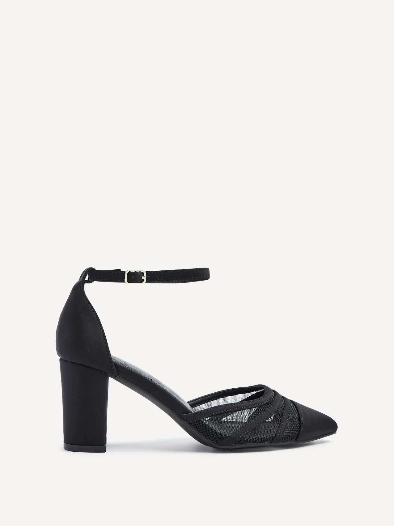 Tasha Black Scuba Mesh Court Heels - Image 2