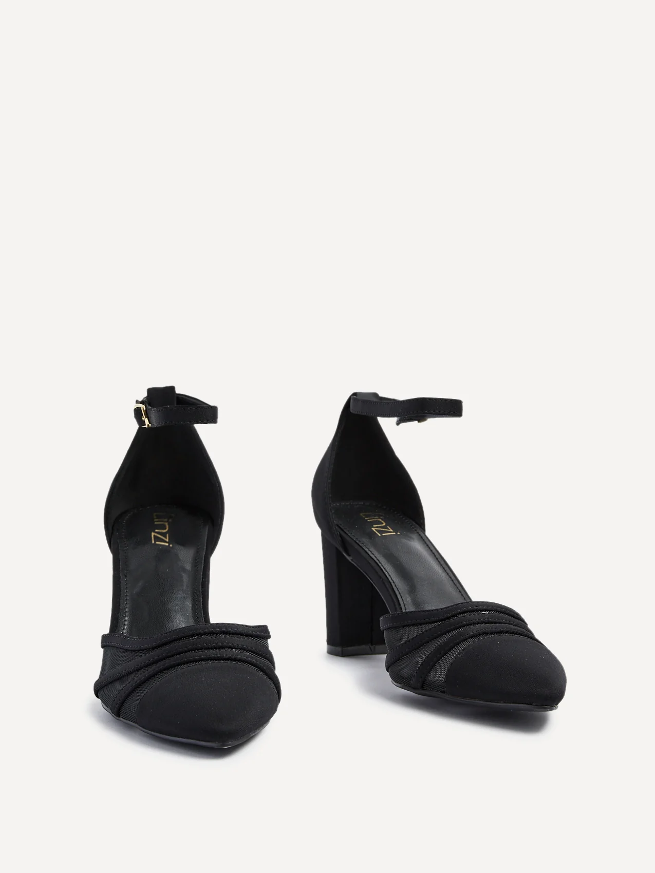 Tasha Black Scuba Mesh Court Heels - Image 3