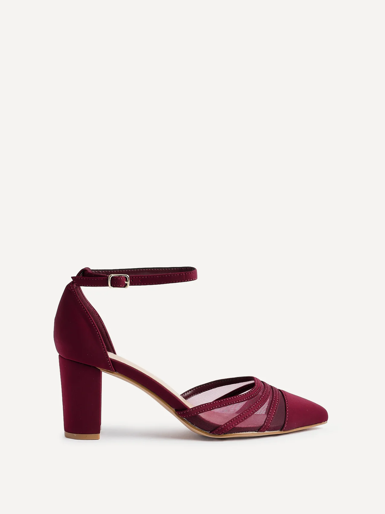 Tasha Burgundy Scuba Mesh Court Heels - Image 2