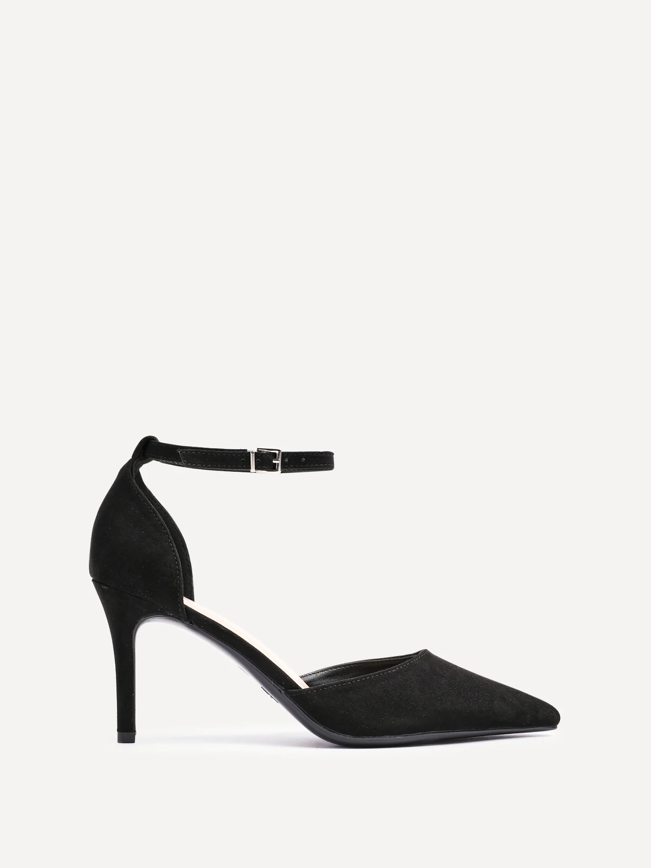 Thea Black Faux Suede Stiletto Court Heels - Image 2