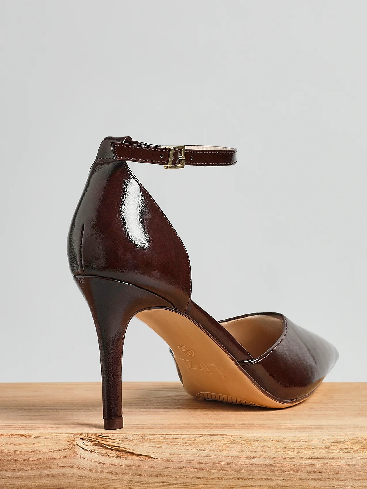 Thea Brown Faux Leather Stiletto Court Heels - Image 6