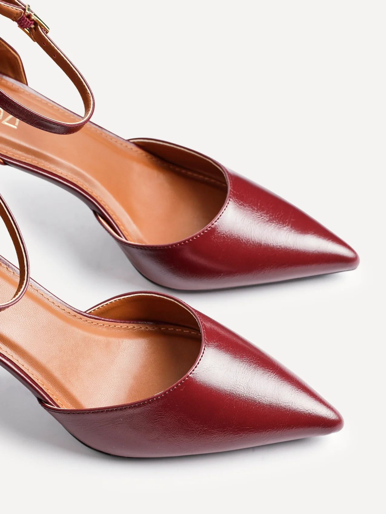 Thea Burgundy Faux Leather Stiletto Court Heels - Image 4