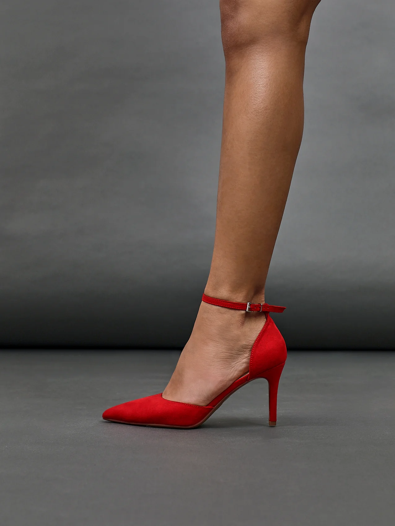 Thea Red Faux Leather Stiletto Court Heels - Image 7