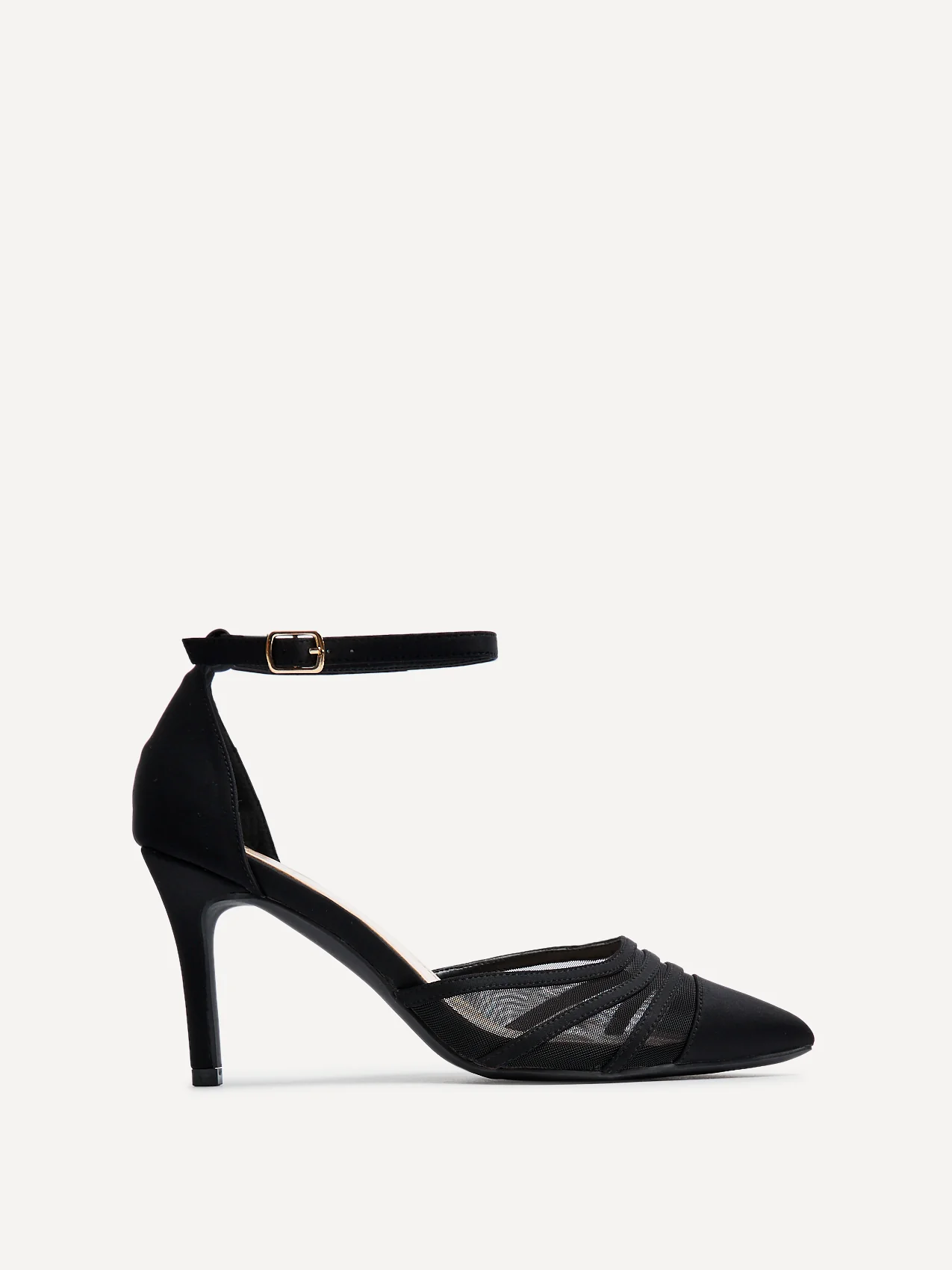 Tianey Wide Fit Black Scuba Mesh Court Heels - Image 2