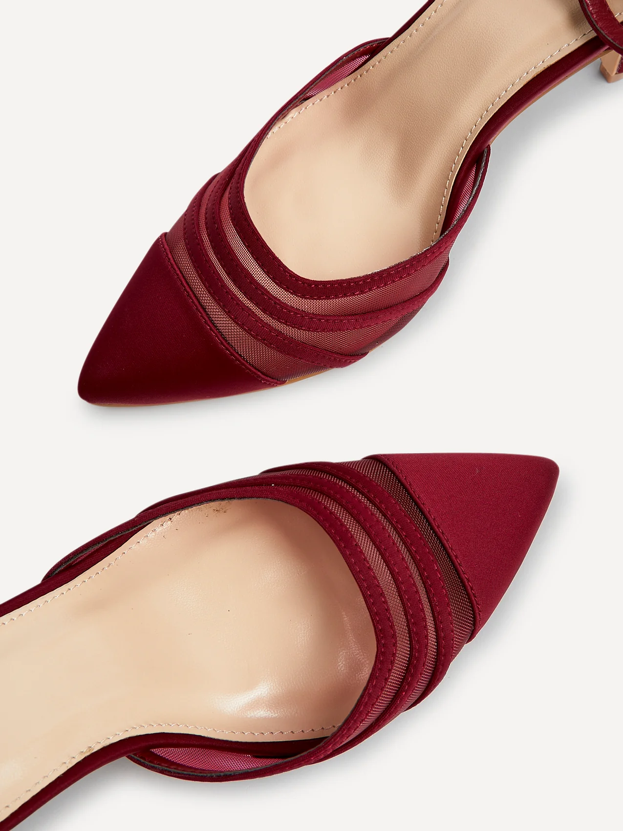 Tianey Wide Fit Burgundy Mesh Court Heels - Image 3
