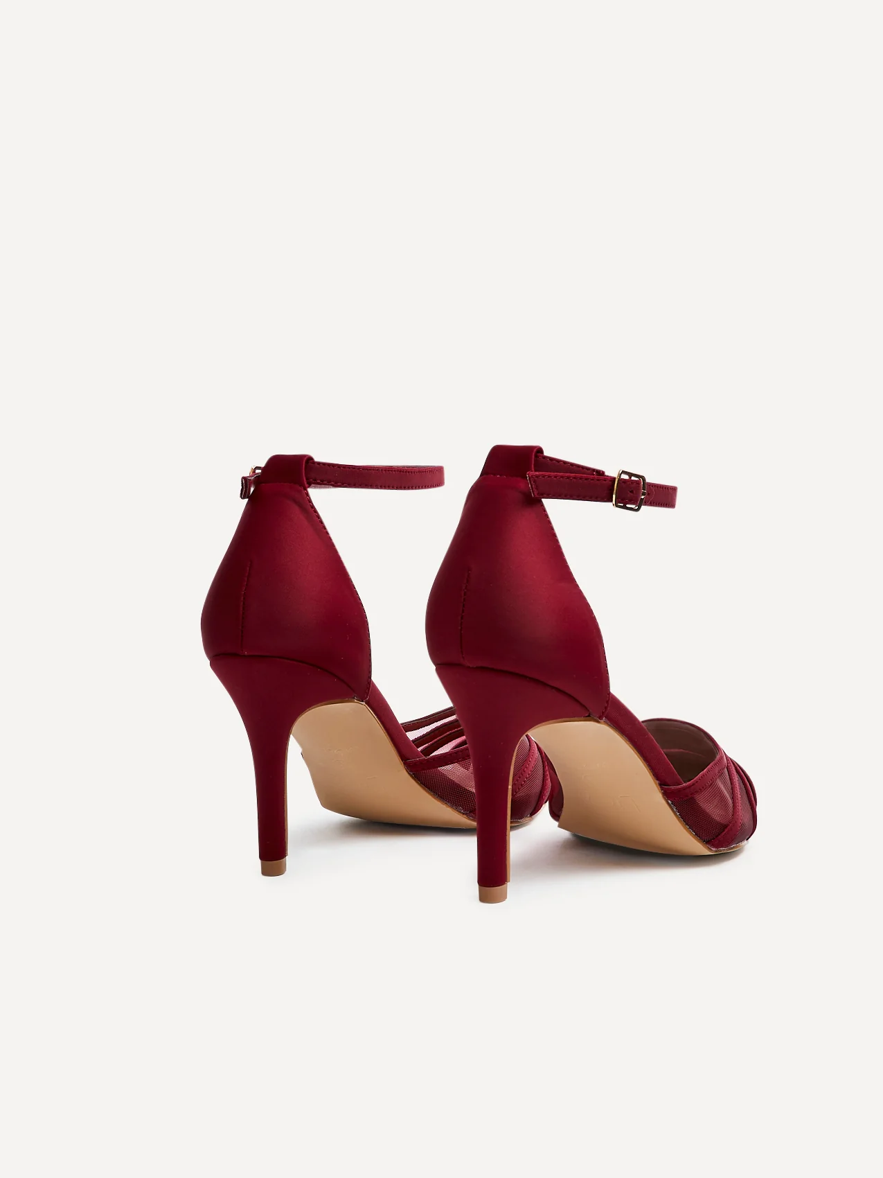 Tianey Wide Fit Burgundy Mesh Court Heels - Image 4
