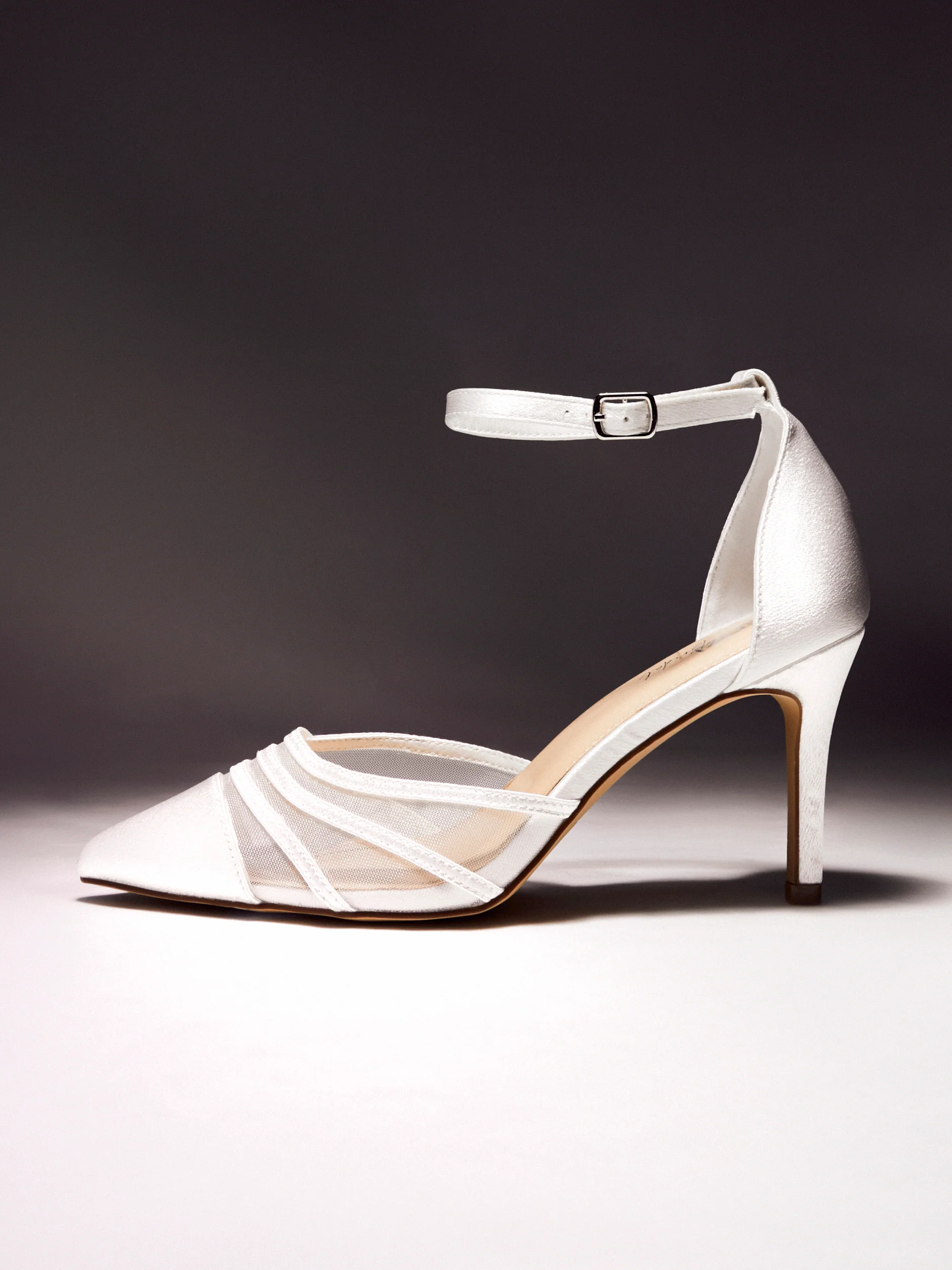 Tianey Wide Fit Bridal Ivory Mesh Court Heels - Image 6