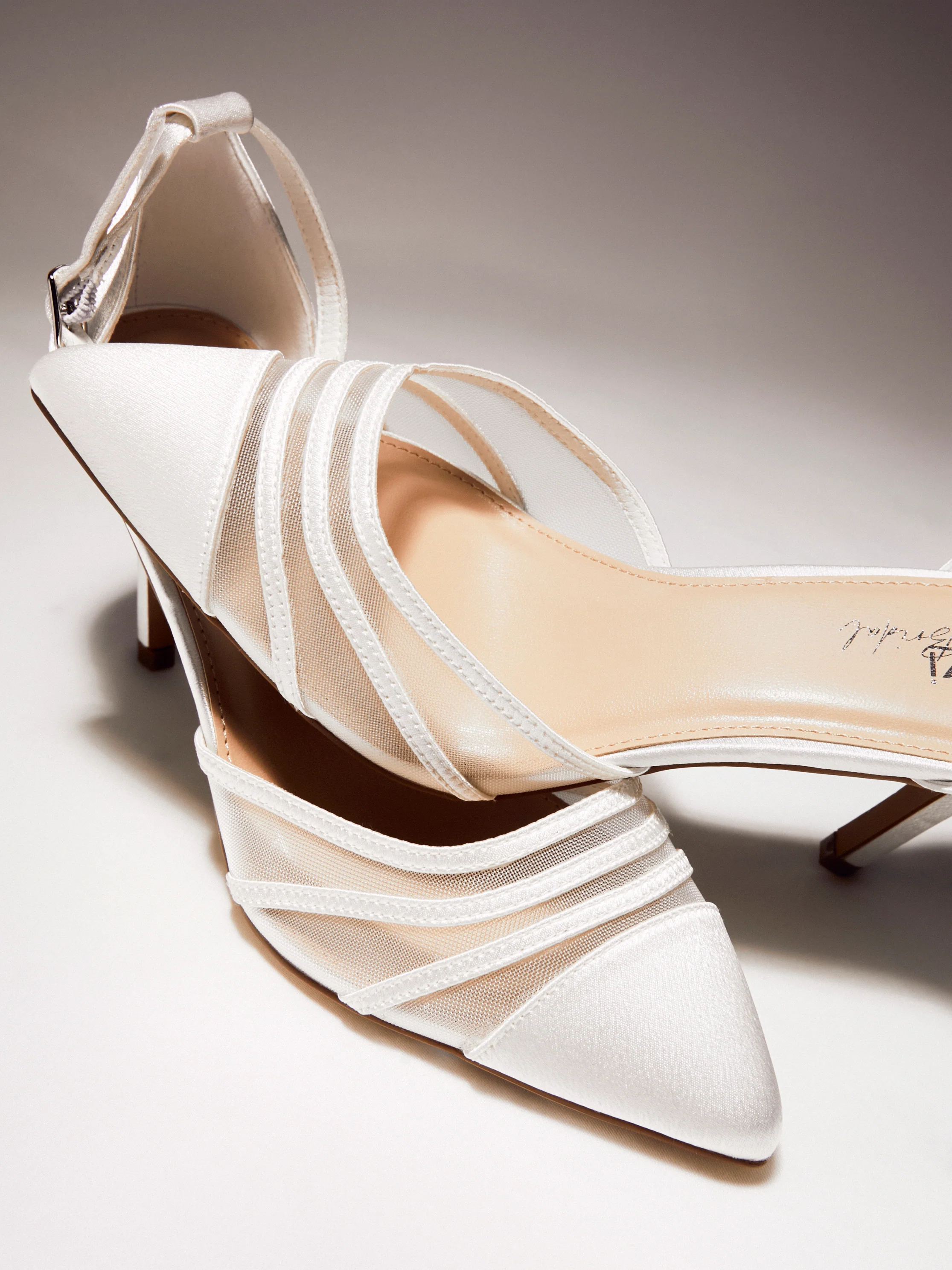 Tianey Wide Fit Bridal Ivory Mesh Court Heels - Image 7