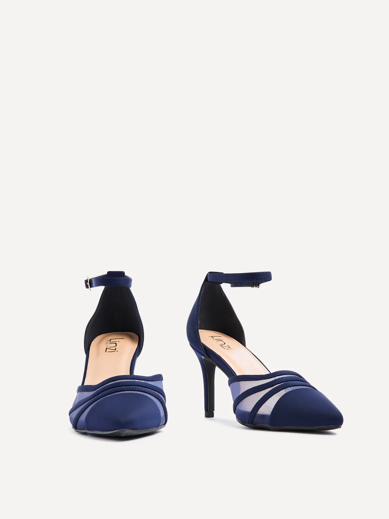 Tianey Wide Fit Navy Scuba Mesh Court Heels - Image 2