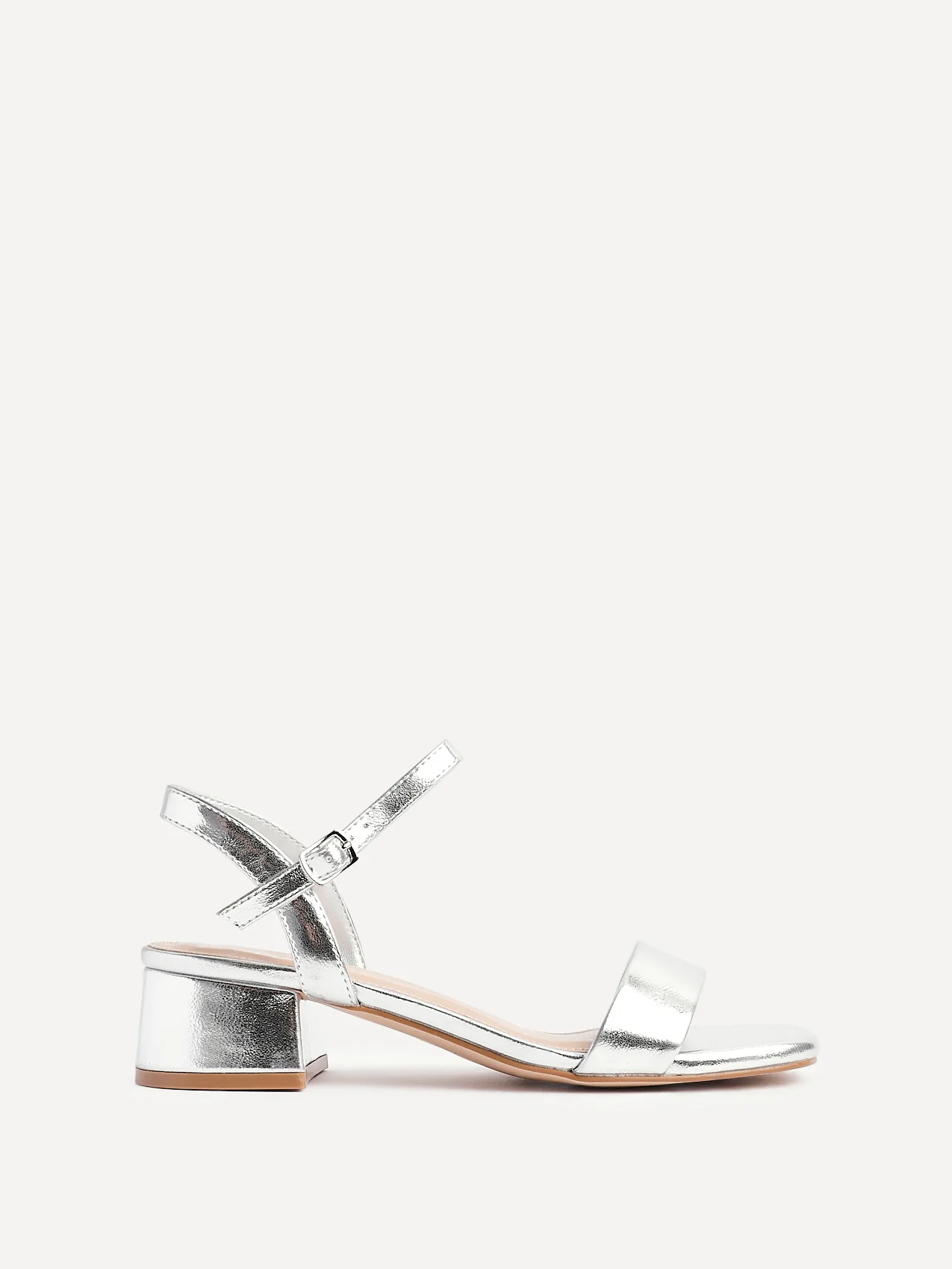 Tillie Silver Faux Leather Low Heels - Image 2