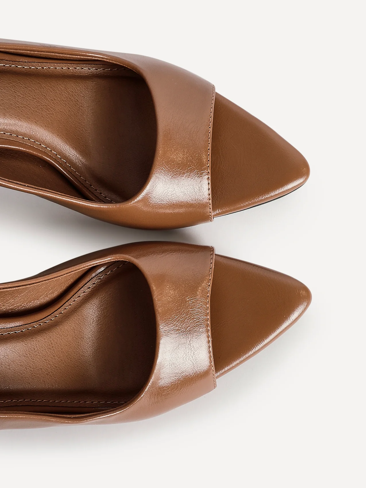 Tokyo Camel Faux Leather Peep Toe Heels - Image 5