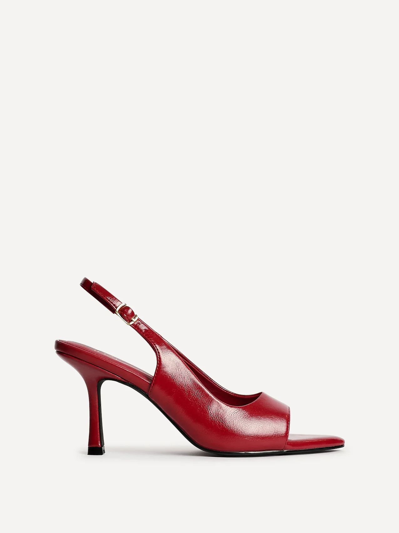 Tokyo Red Faux Leather Peep Toe Heels - Image 2