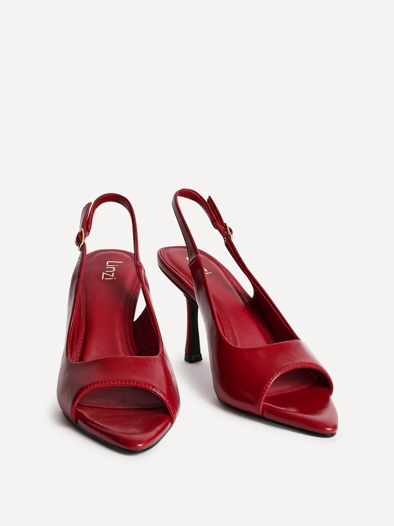 Tokyo Red Faux Leather Peep Toe Heels - Image 3