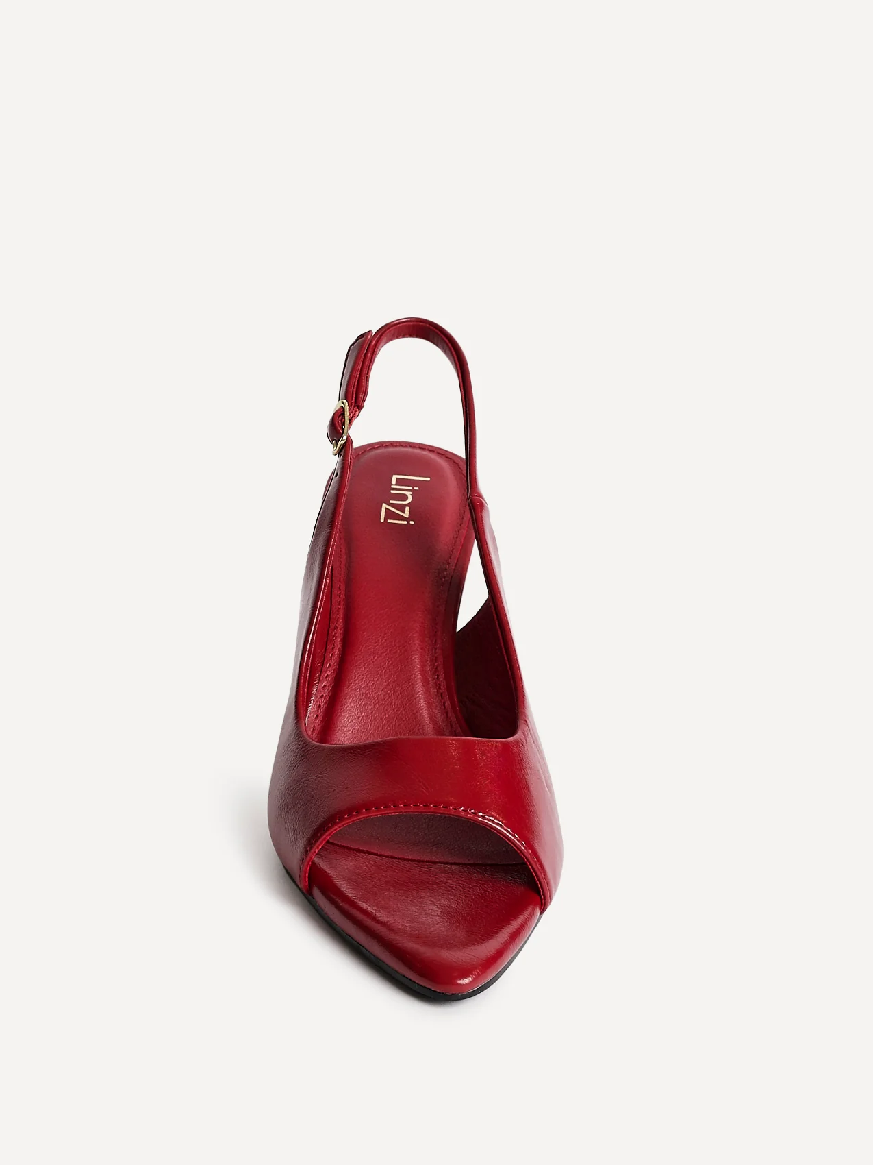 Tokyo Red Faux Leather Peep Toe Heels - Image 4
