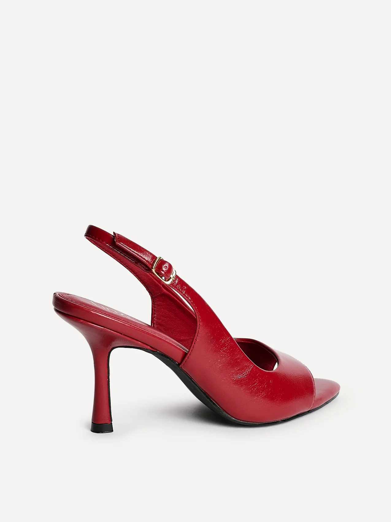 Tokyo Red Faux Leather Peep Toe Heels - Image 5