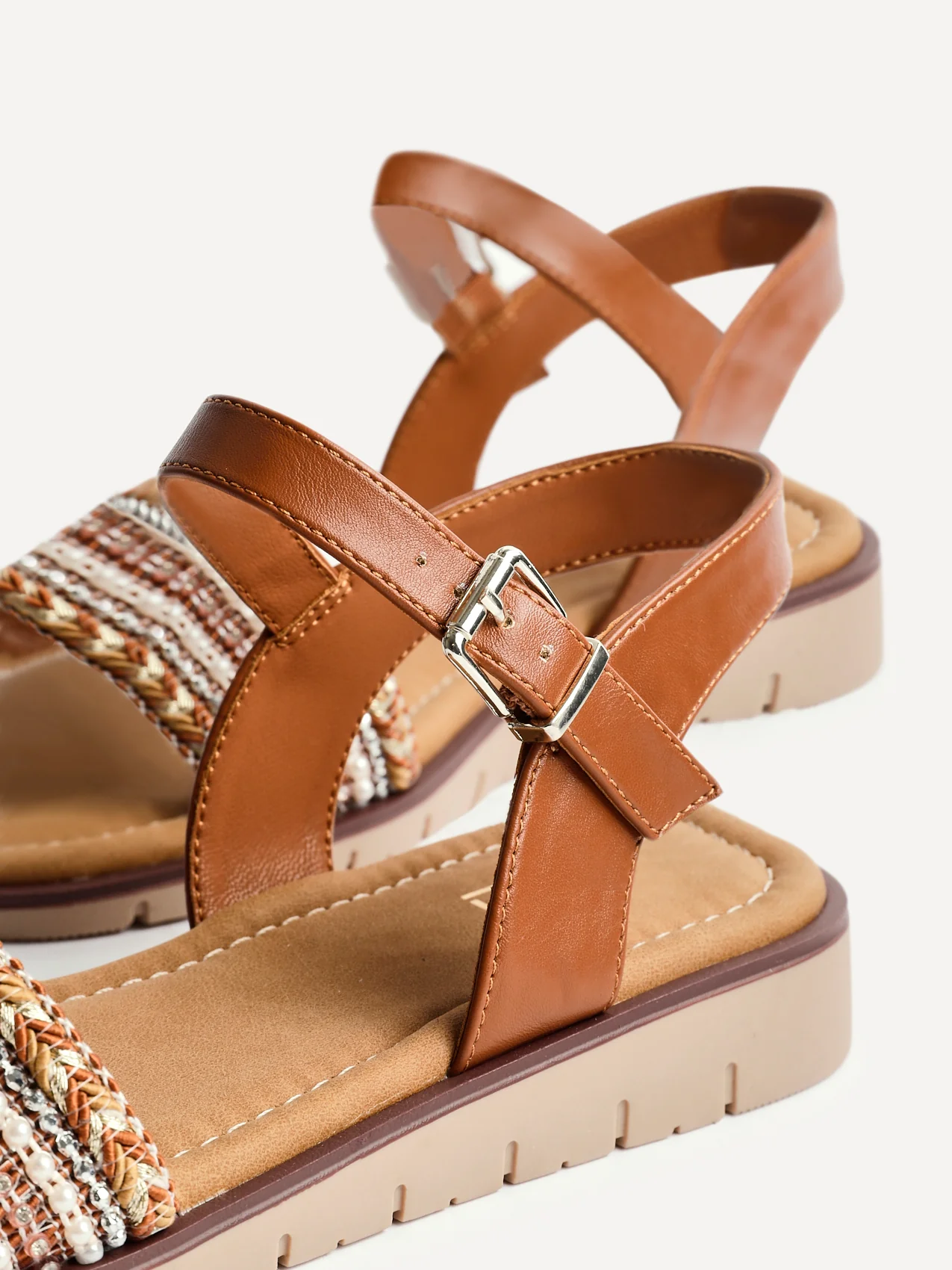 Topaz Wide Fit Tan Flat Sandals - Image 5