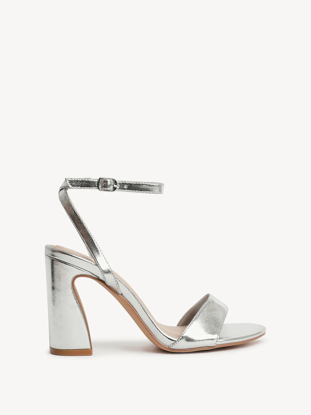 Trance Silver Faux Leather Block Heels - Image 2
