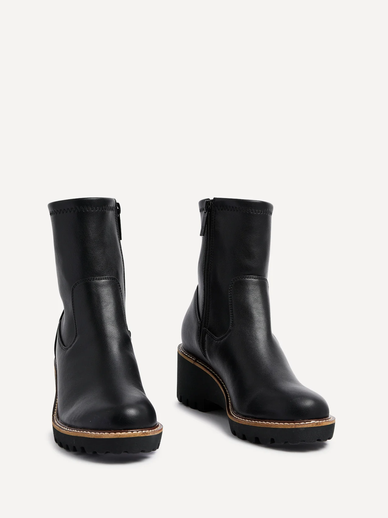 Trish Black Faux Leather Wedged Ankle Boots - Image 3