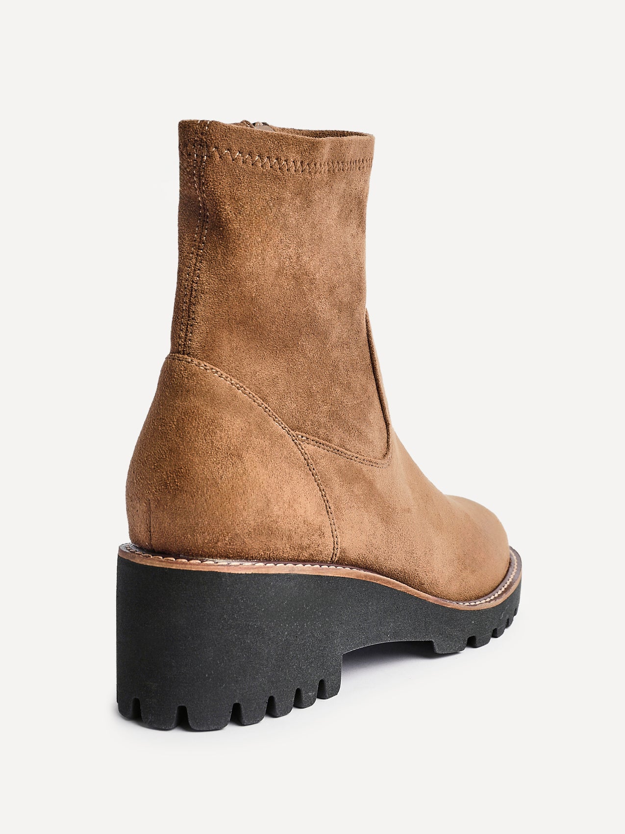 Trish Sand Faux Suede Wedged Ankle Boots - Image 5