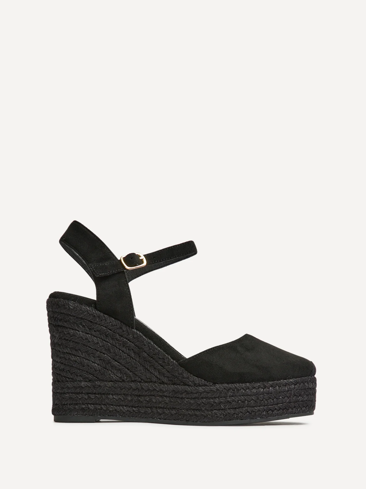 True Black Faux Suede Espadrille Wedges - Image 2