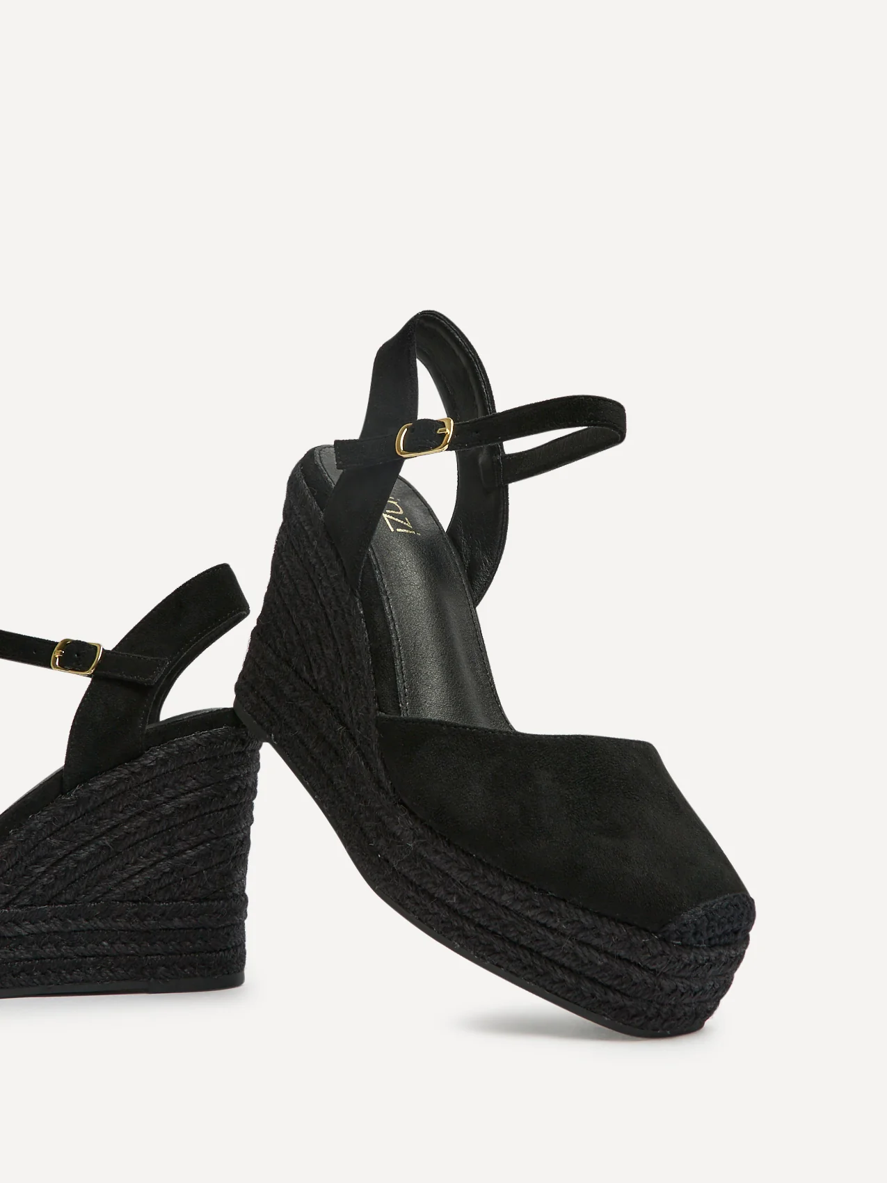True Black Faux Suede Espadrille Wedges - Image 3