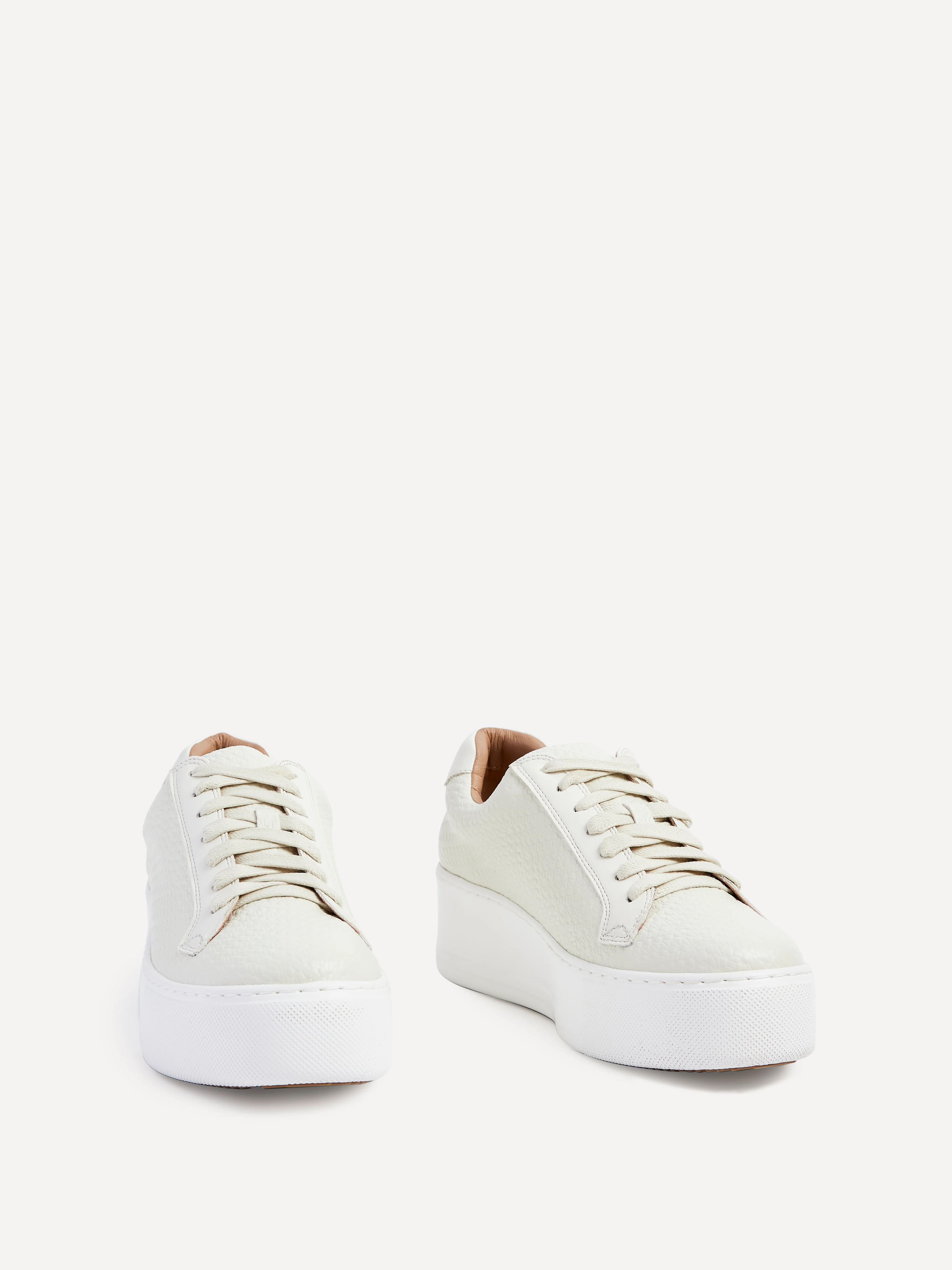 Twyla Cream Faux Leather Trainers - Image 3