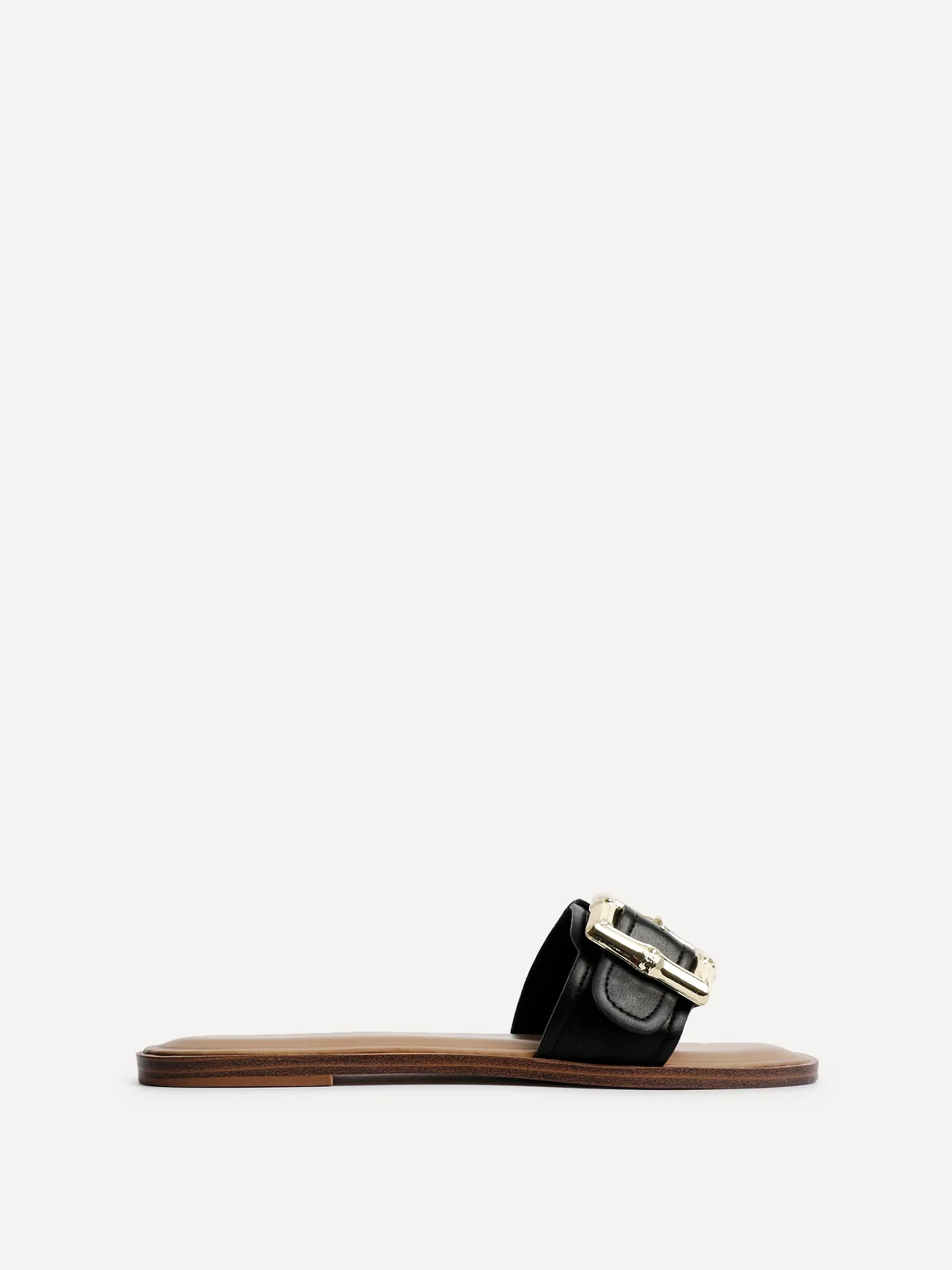 Tyla Black Flat Slider Sandals - Image 2