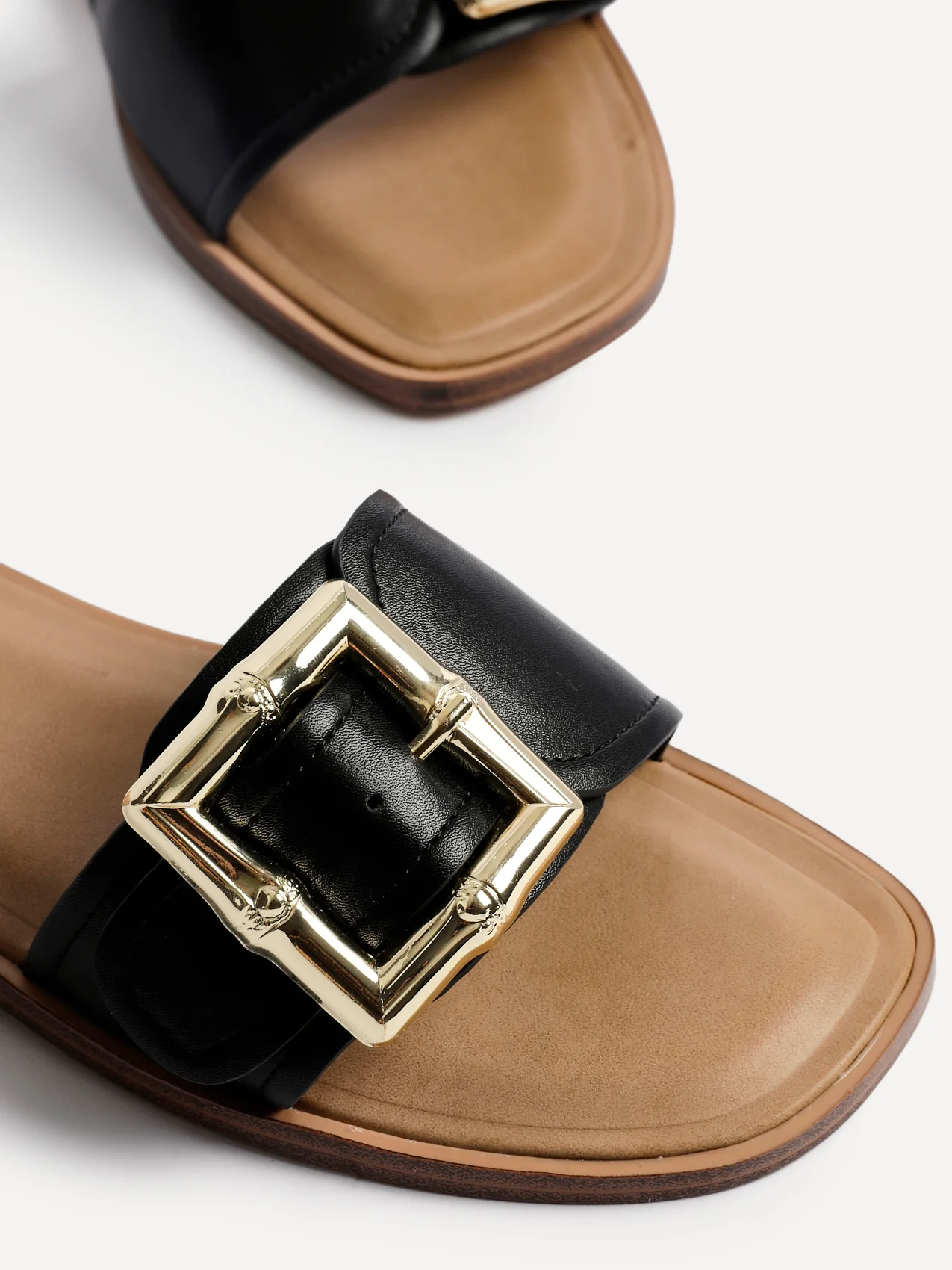 Tyla Black Flat Slider Sandals - Image 4