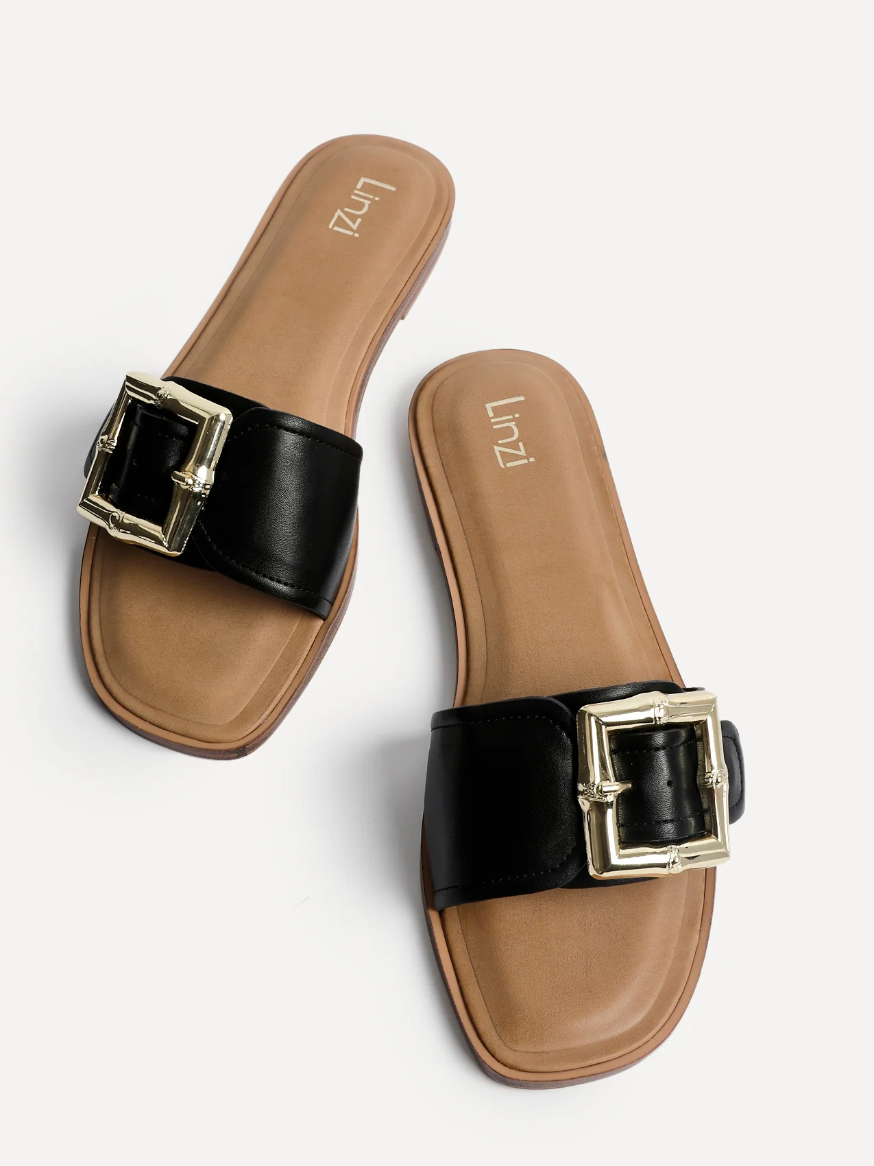 Tyla Black Flat Slider Sandals - Image 5