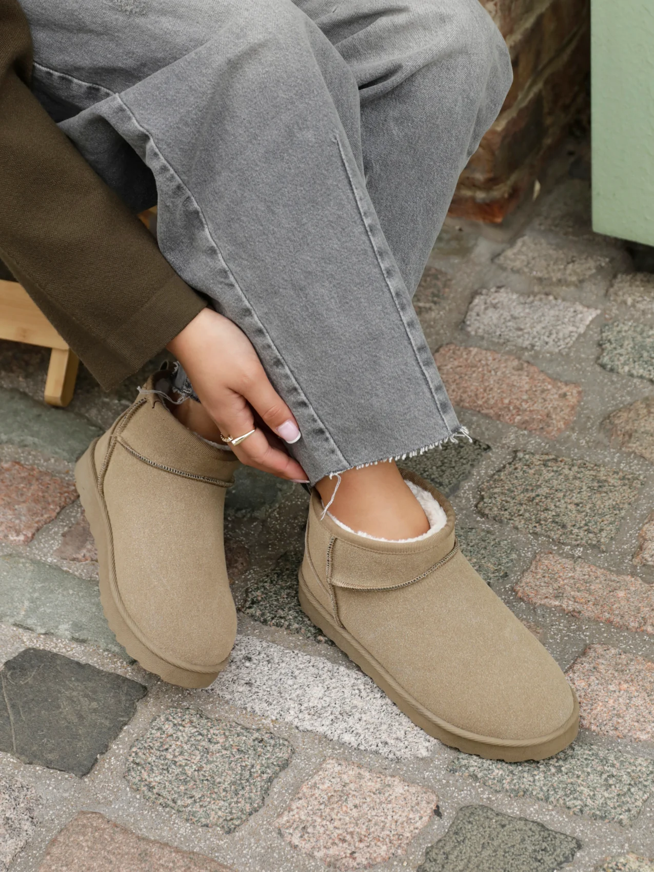 Ultra Mini Addy Khaki Fur Ankle Boots - Image 6