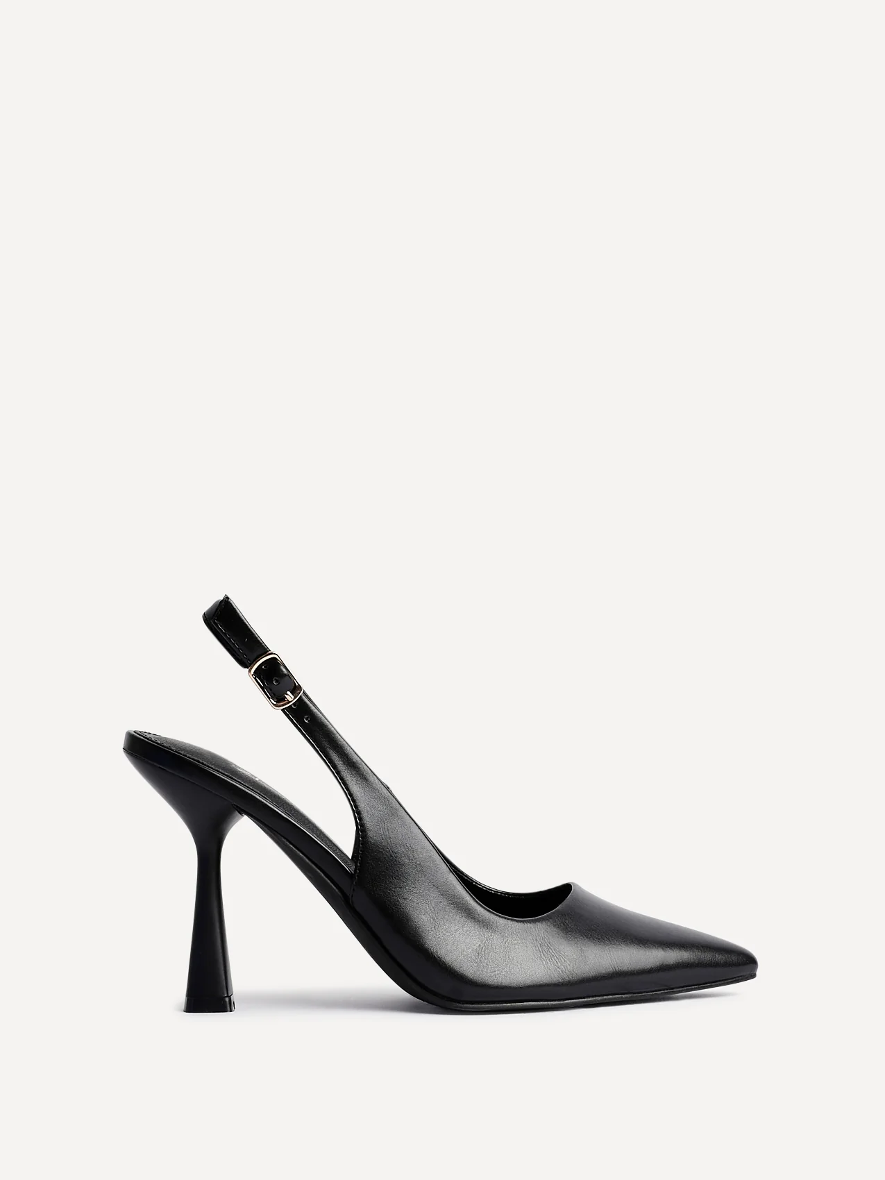 Una Black Lycra Sling Back Court Heels - Image 2