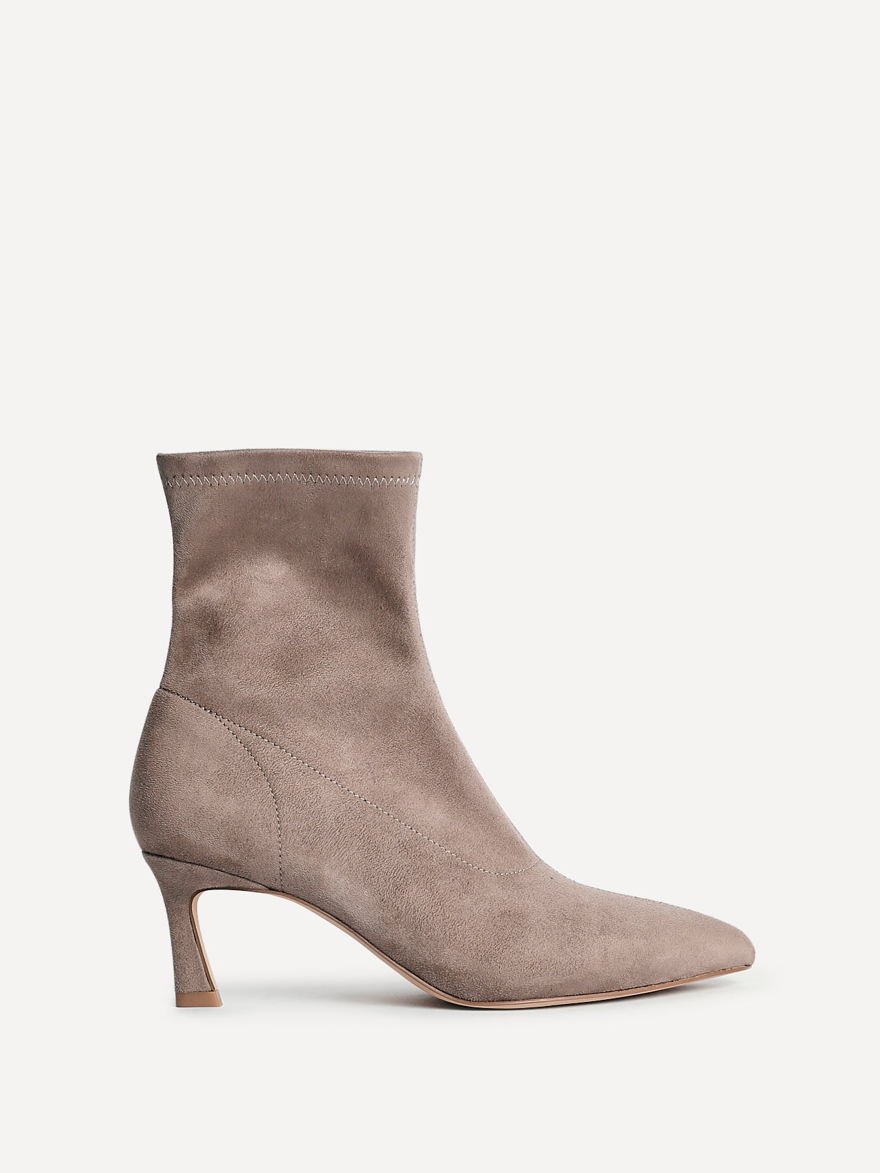 Upgrade Mocha Faux Suede Kitten Heel Sock Boots - Image 2