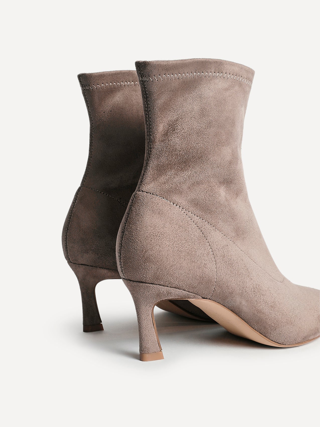 Upgrade Mocha Faux Suede Kitten Heel Sock Boots - Image 4