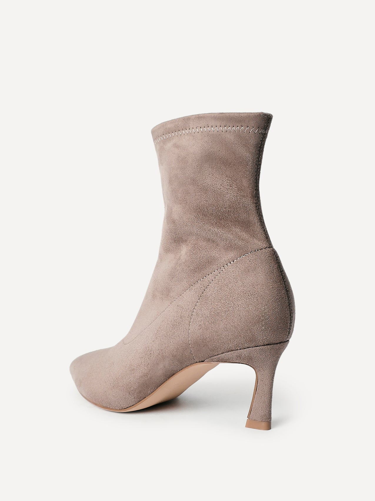 Upgrade Mocha Faux Suede Kitten Heel Sock Boots - Image 5