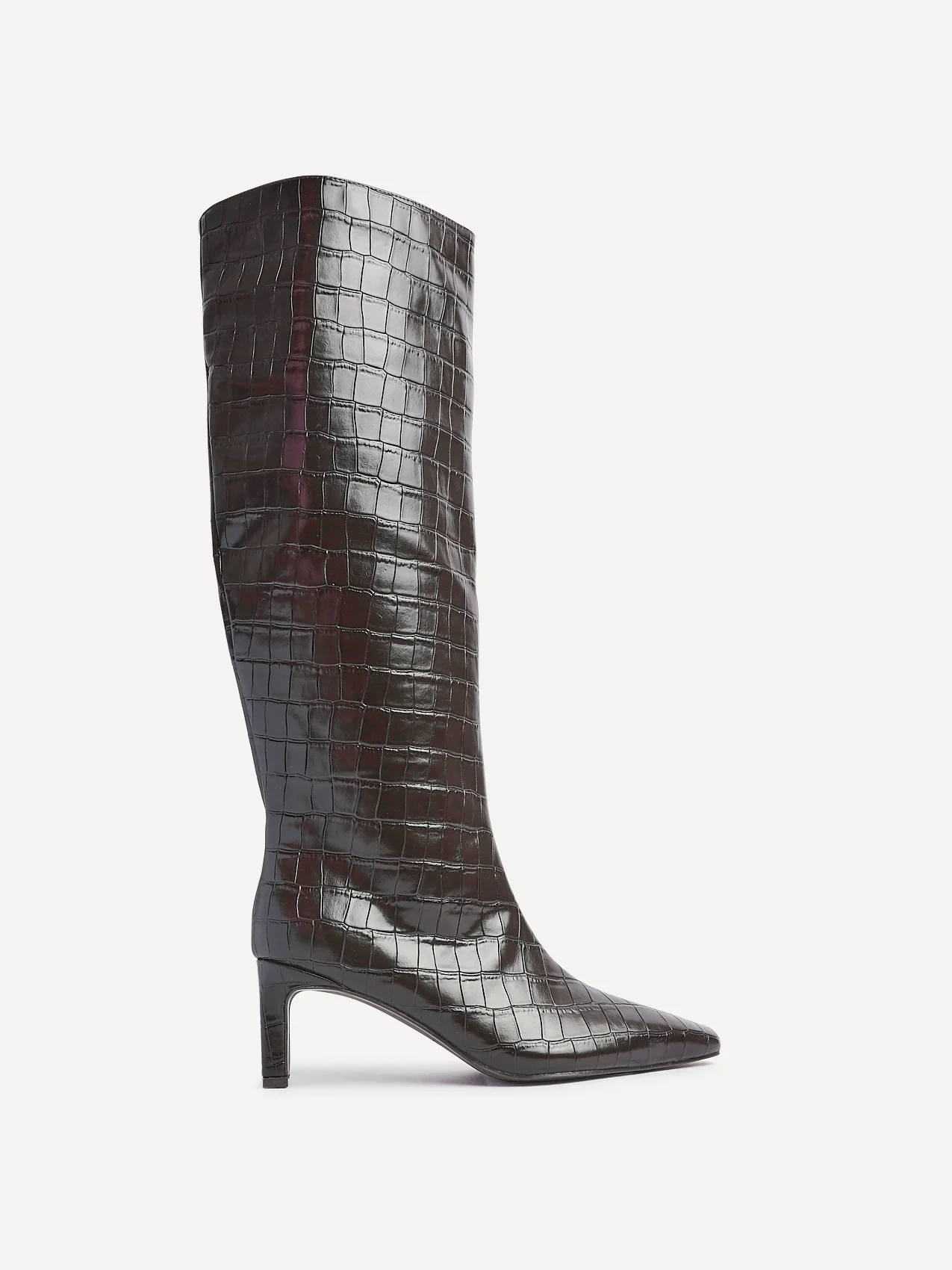 Uptown Brown Croc Long Boots - Image 2