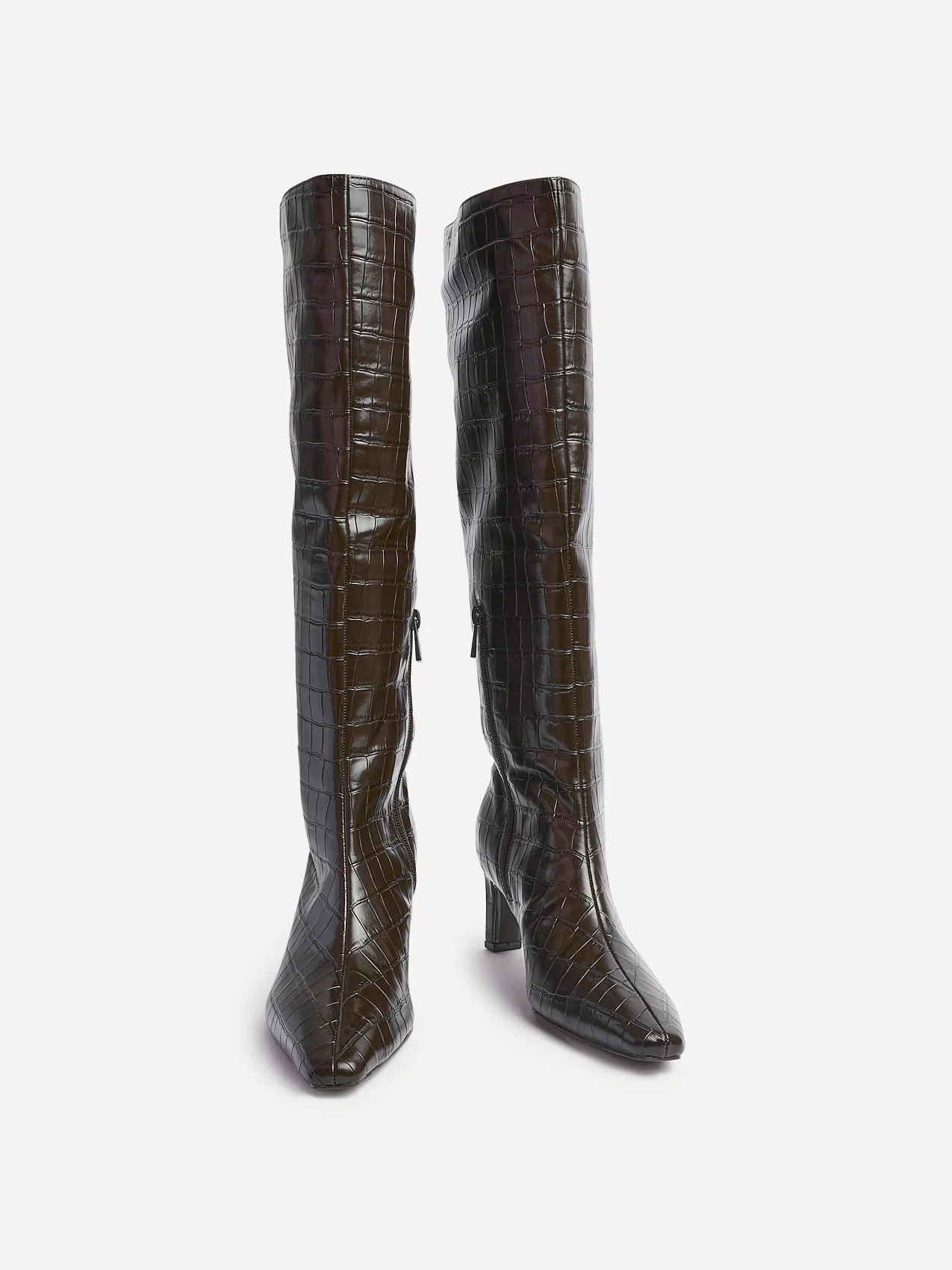 Uptown Brown Croc Long Boots - Image 3