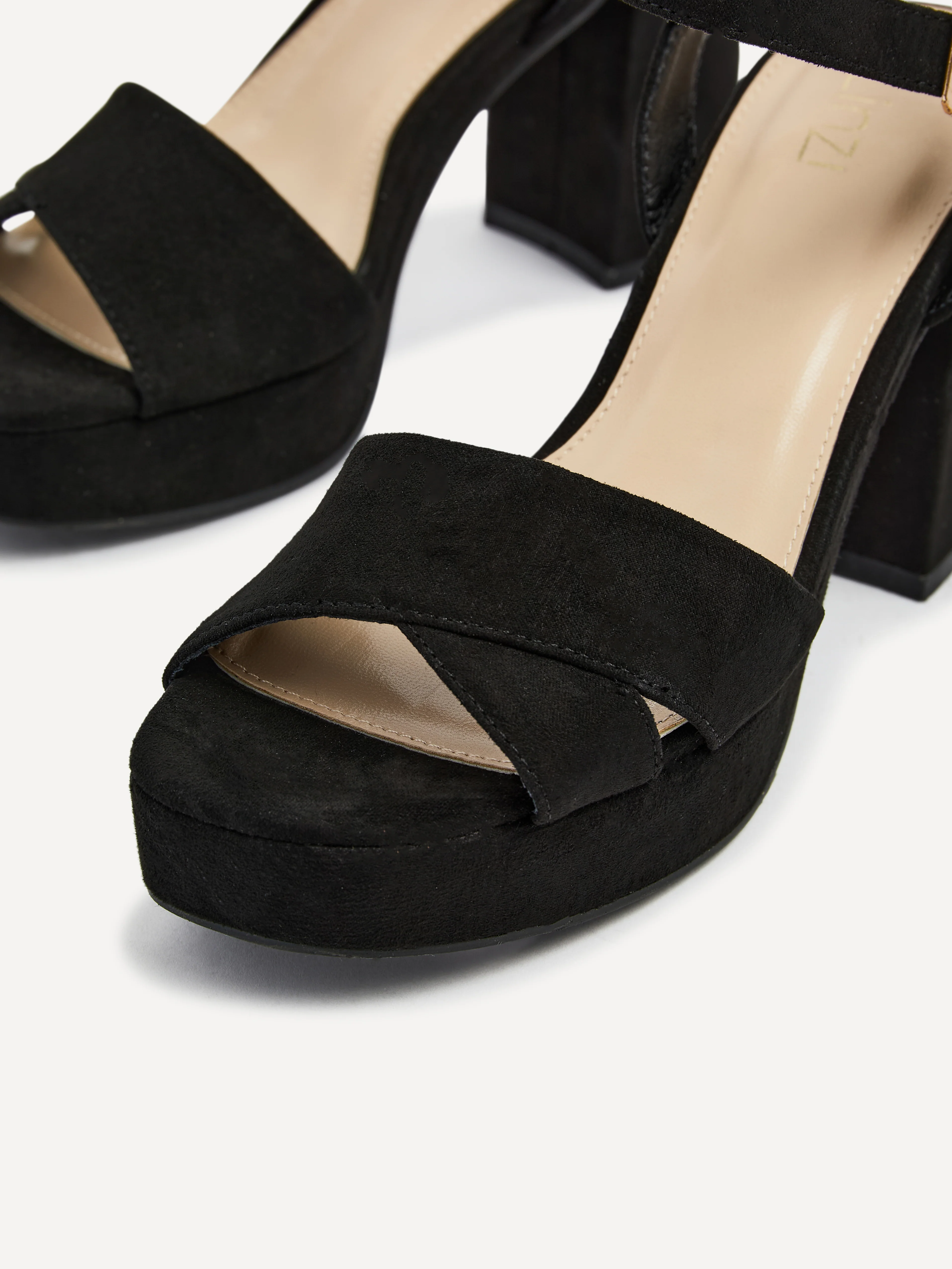 Verony Black Suede Platform Block Heels - Image 4