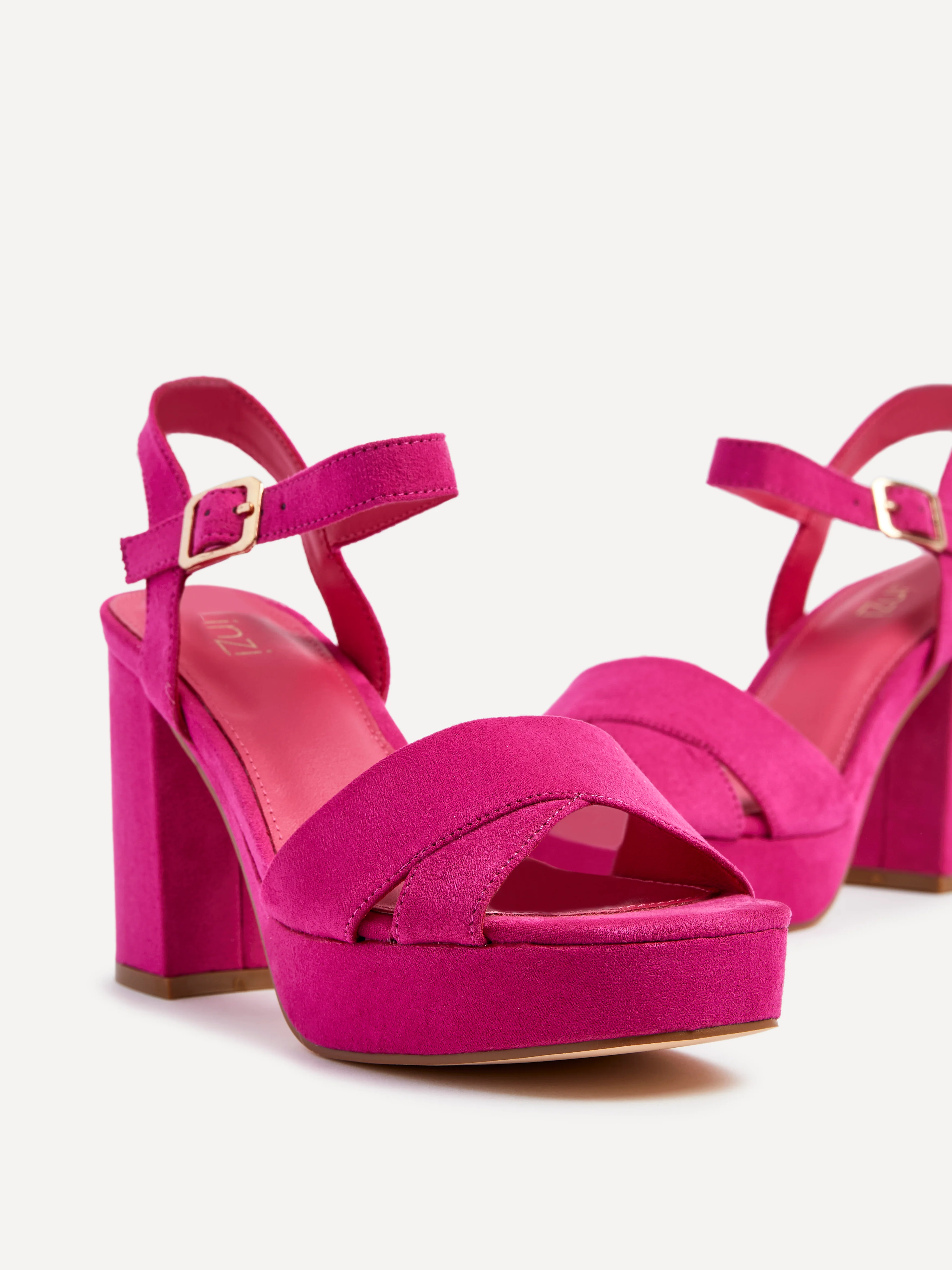 Verony Fuchsia Suede Platform Block Heels - Image 4