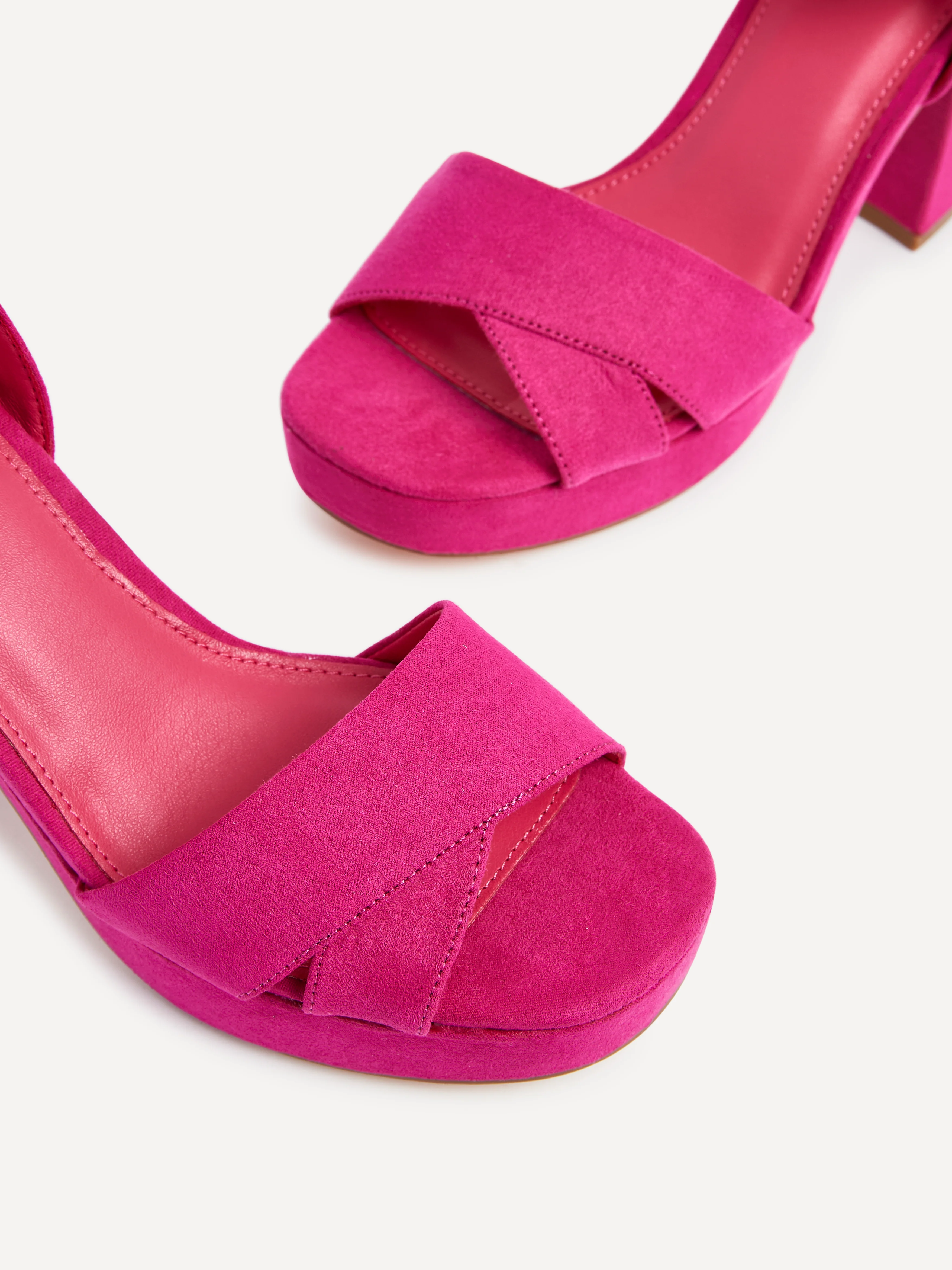 Verony Fuchsia Suede Platform Block Heels - Image 5