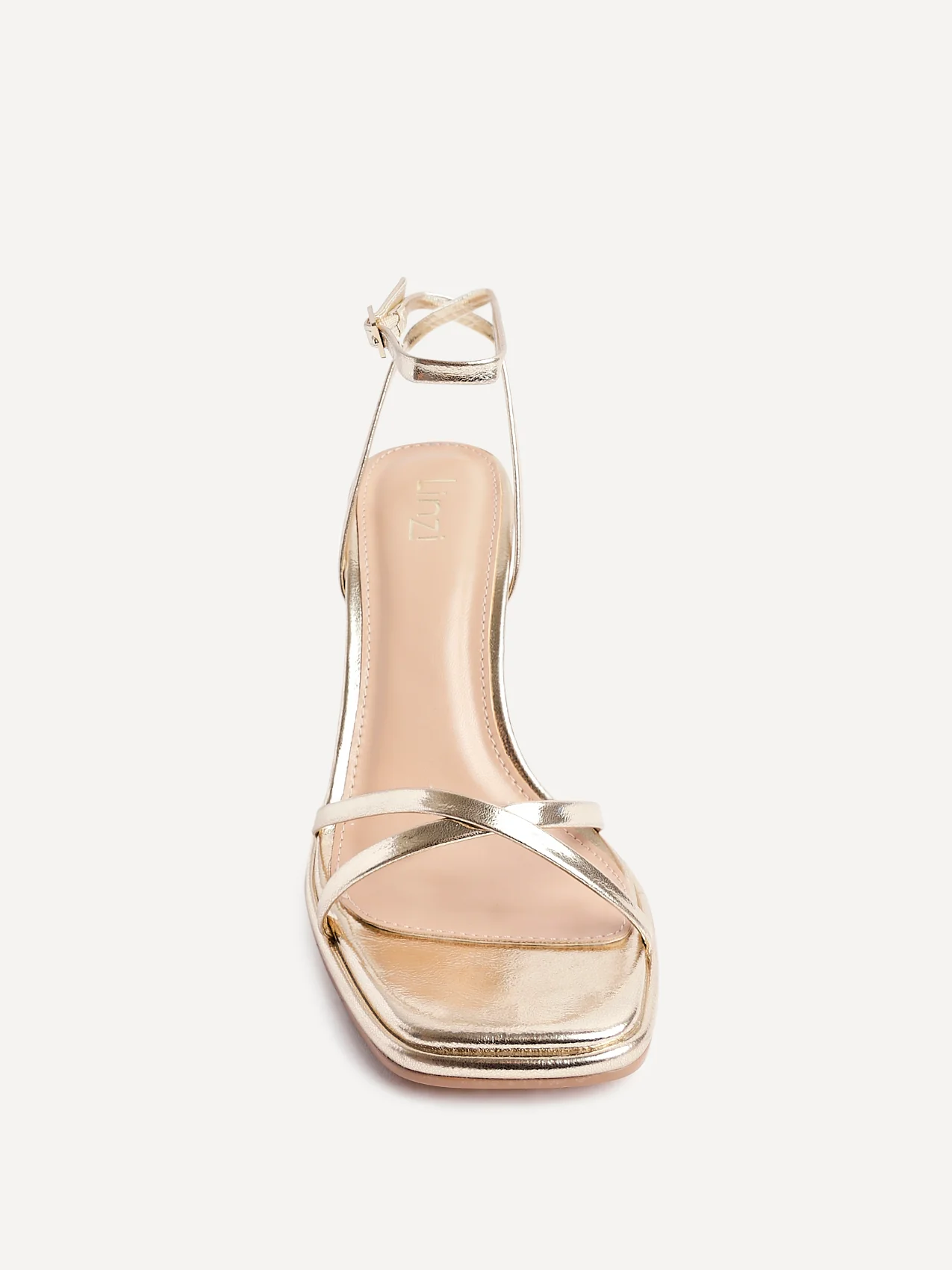 Verve Gold Faux Leather Crossover Stiletto Heel - Image 4
