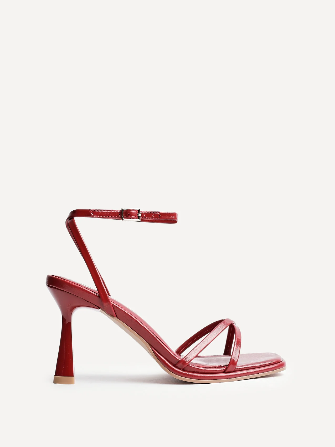 Verve Red Faux Leather Crossover Stiletto Heel - Image 2
