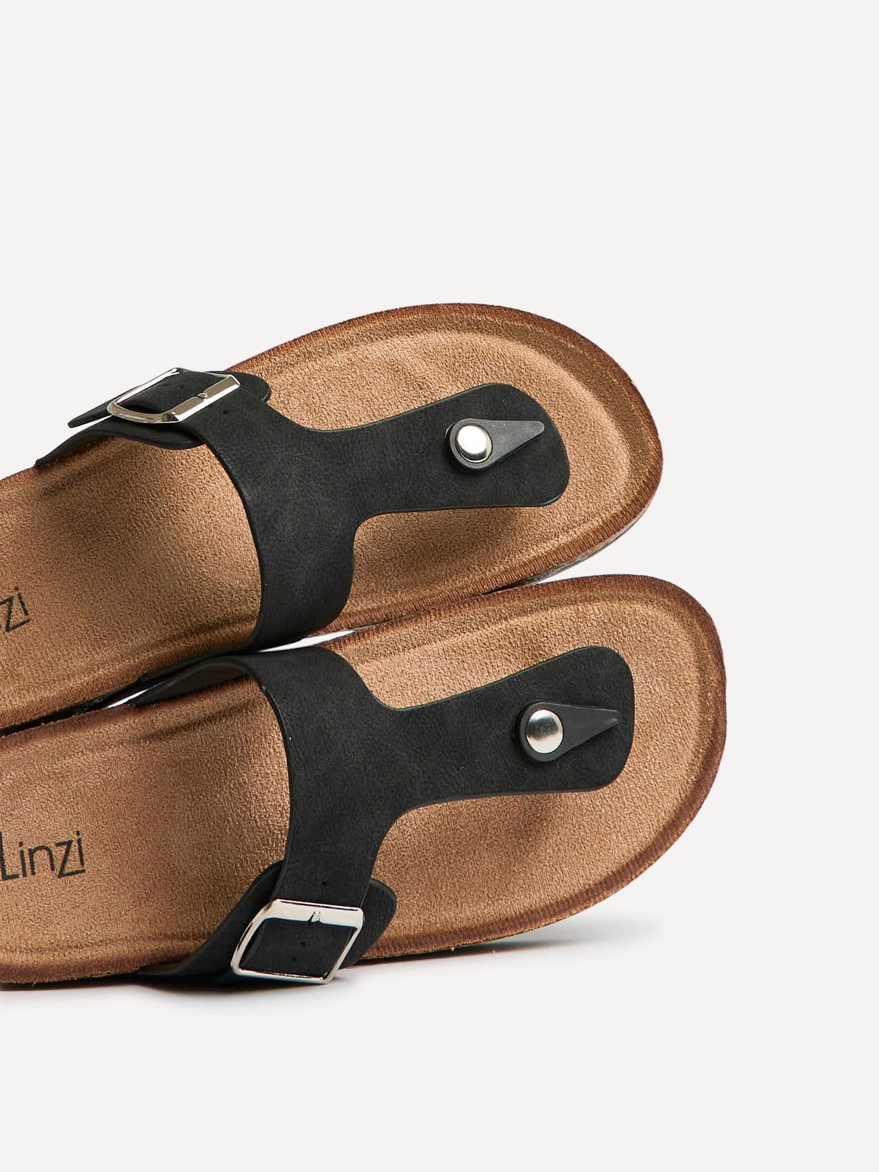 View Black Soft Footbed Flat Sandals - Image 5