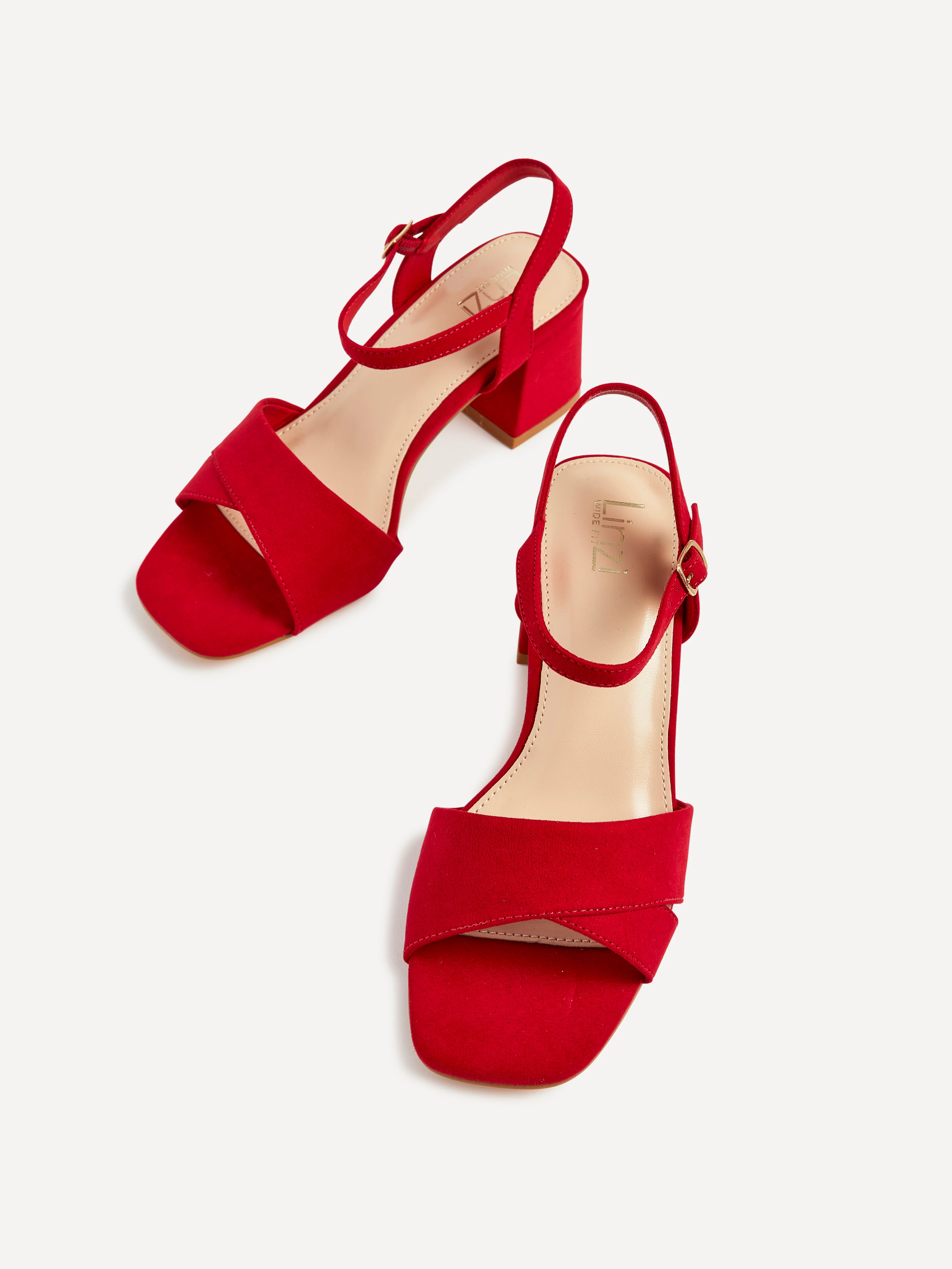 Vivian Wide Fit Red Block Heel Sandals - Image 3