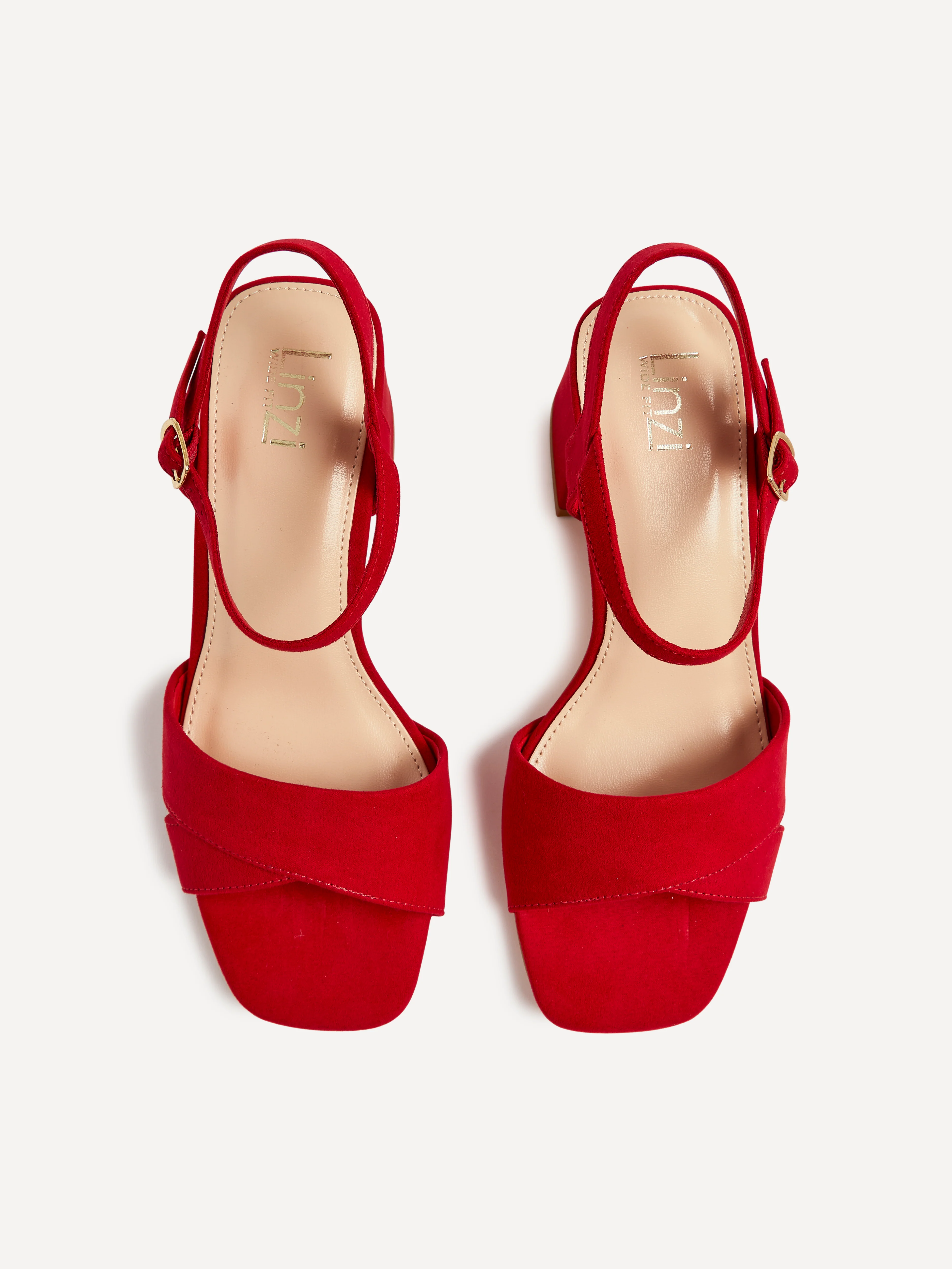 Vivian Wide Fit Red Block Heel Sandals - Image 4