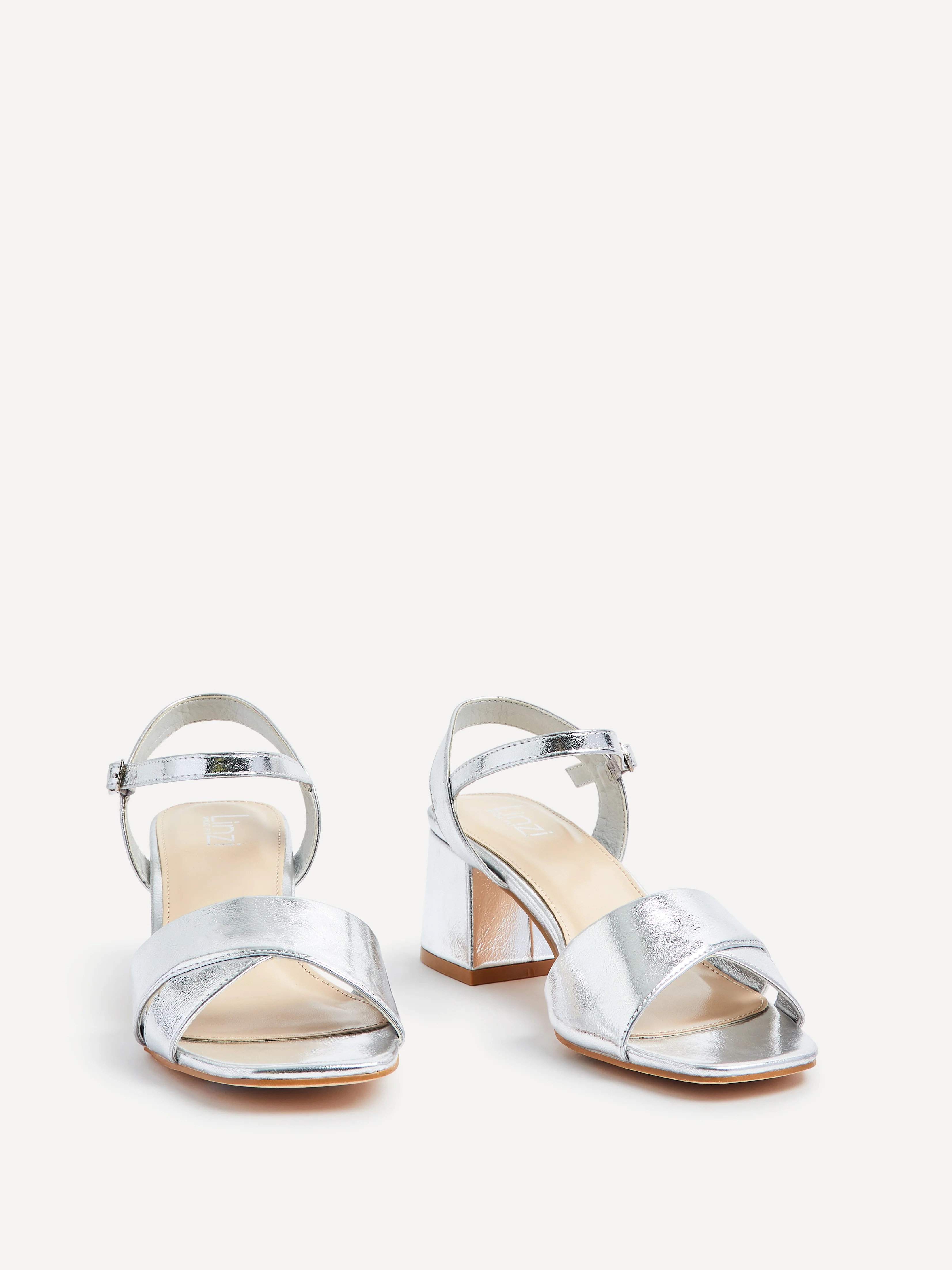 Vivian Wide Fit Silver Block Heel Sandals - Image 3