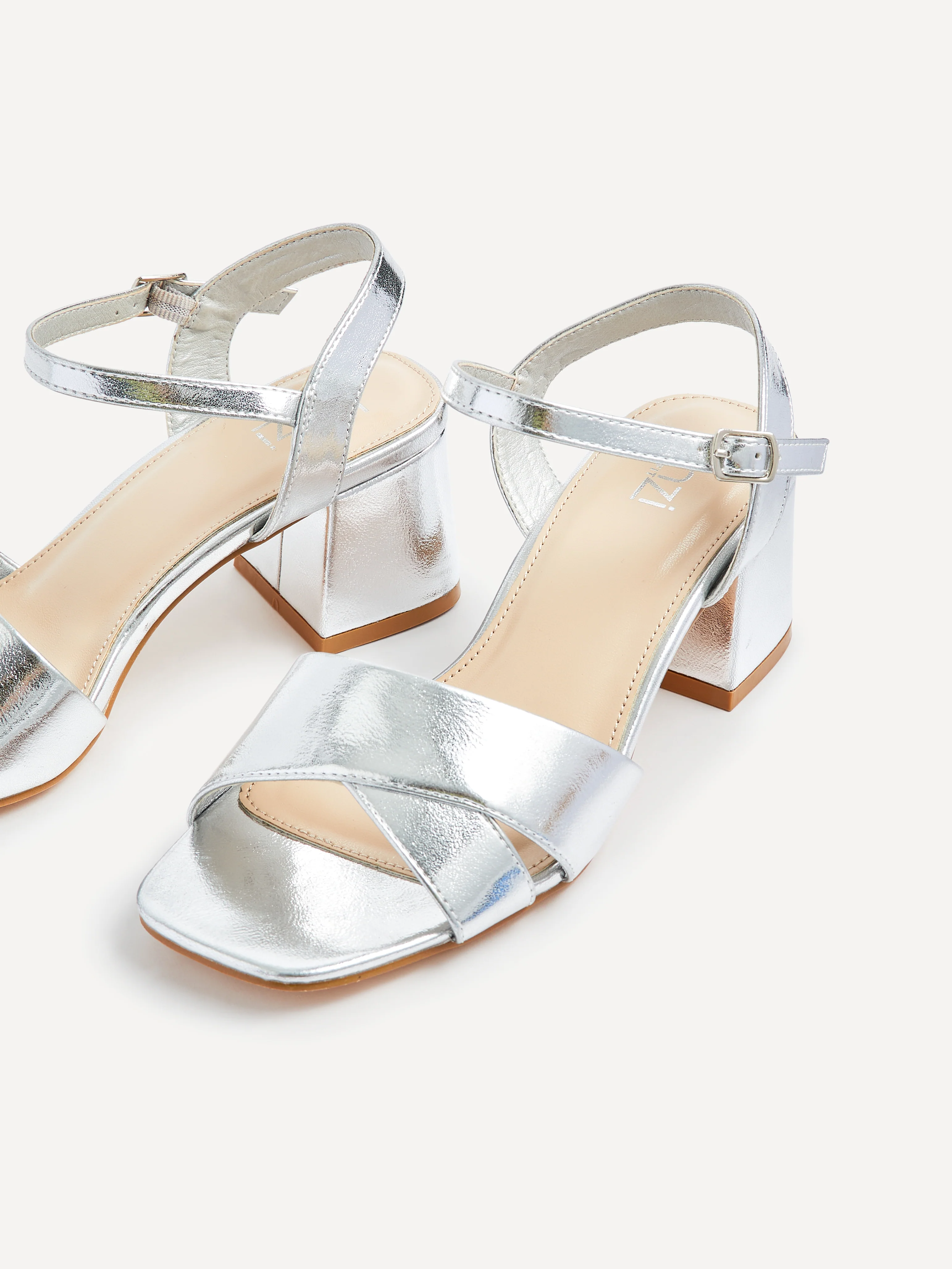 Vivian Wide Fit Silver Block Heel Sandals - Image 4